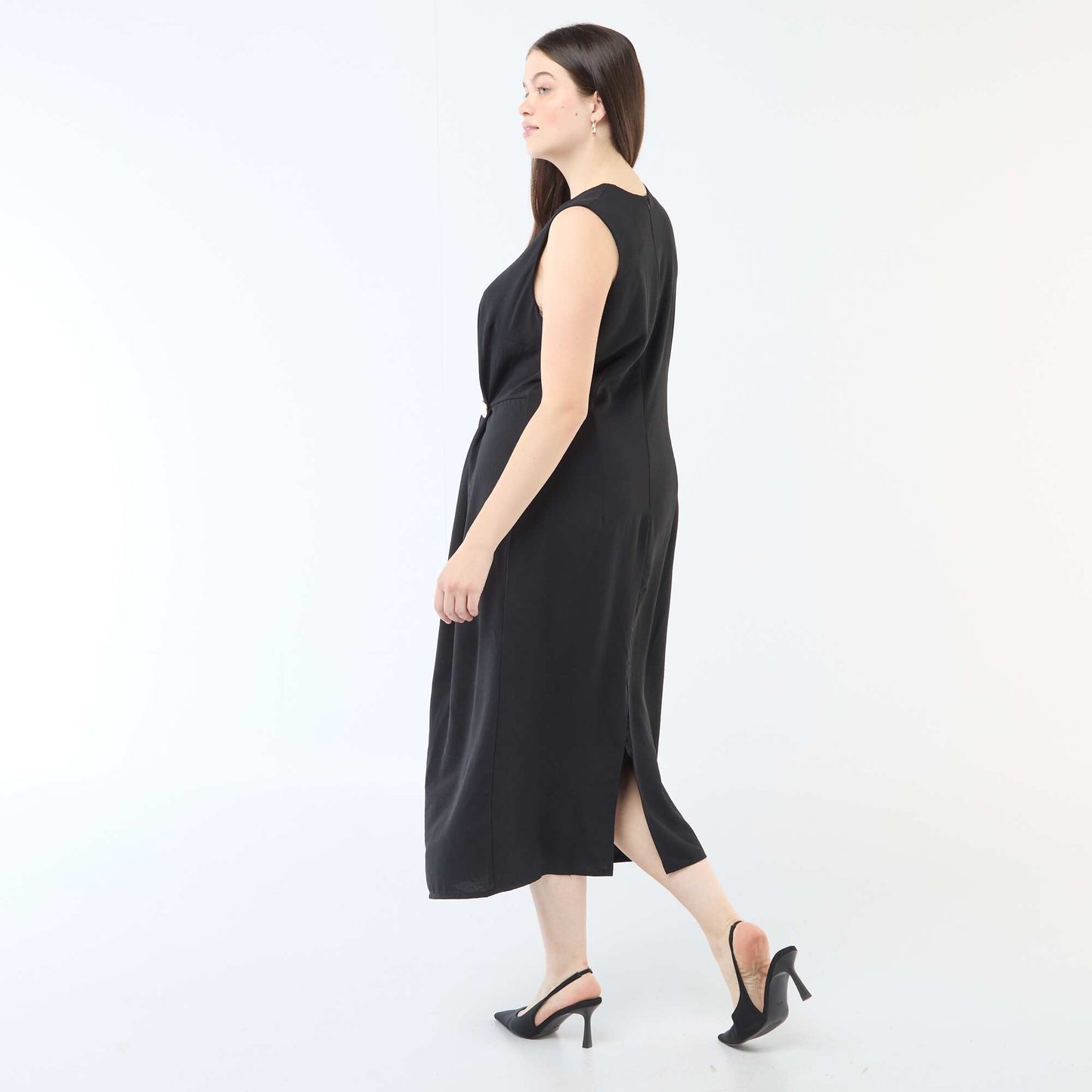Robe longue étail bijou à la taille NOIR