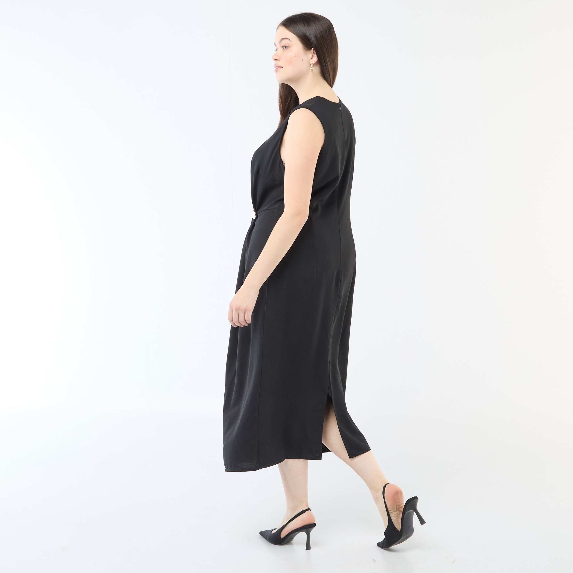Robe longue étail bijou à la taille NOIR