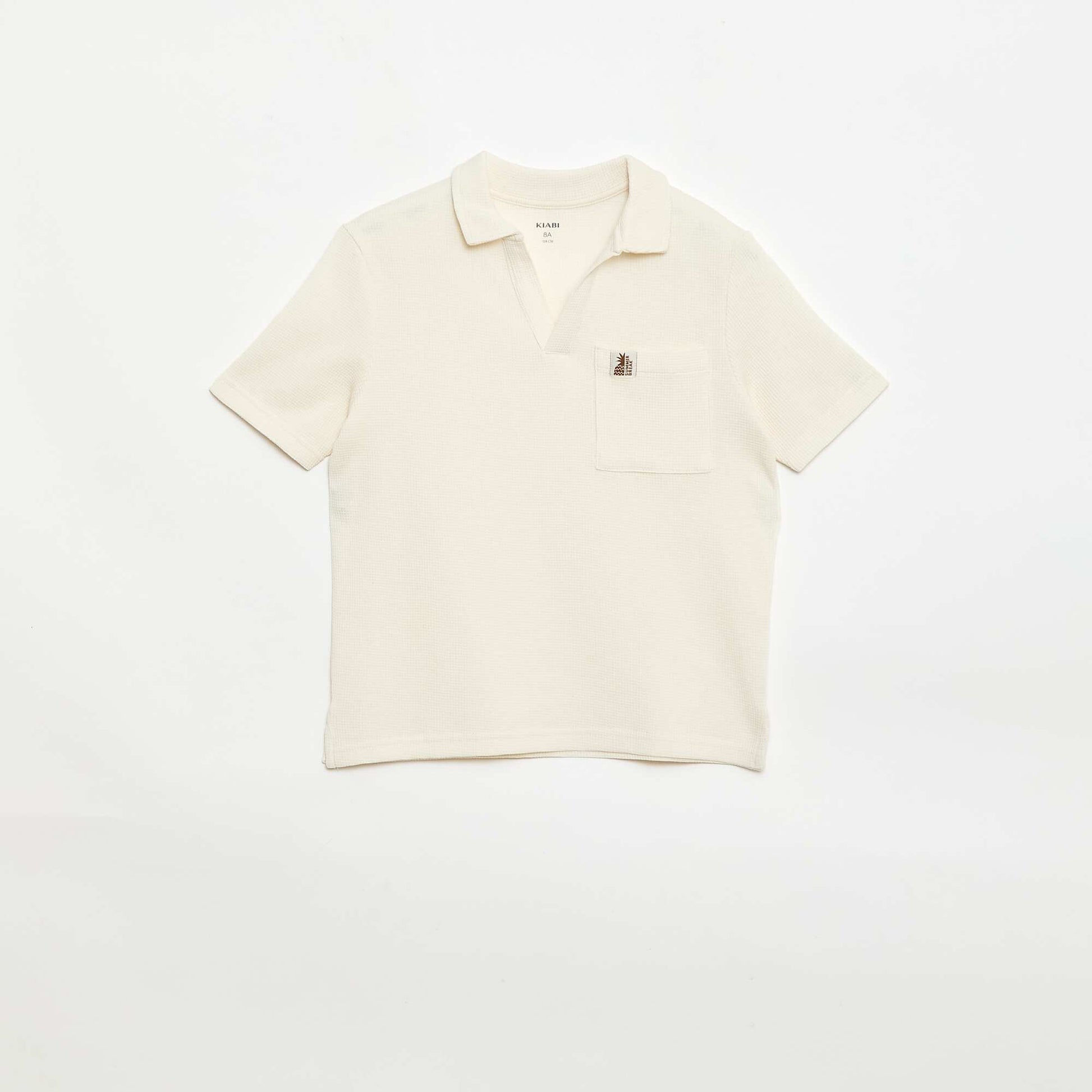 Polo en matière en nid d'abeilles BLANC