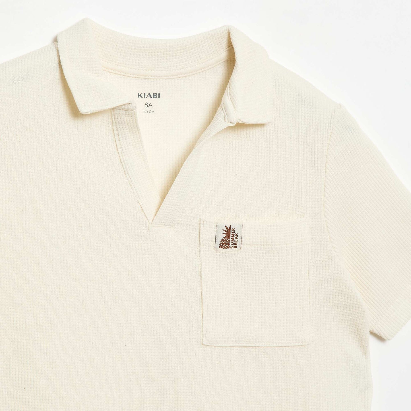 Polo en matière en nid d'abeilles BLANC