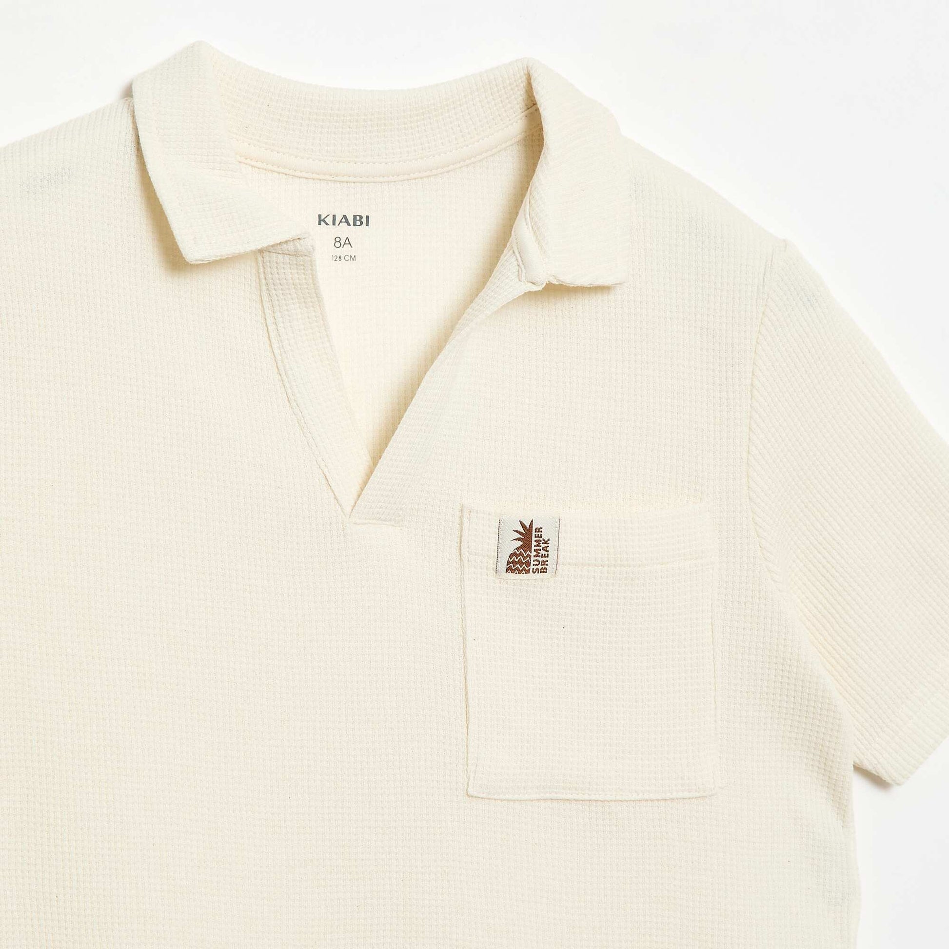 Polo en matière en nid d'abeilles BLANC