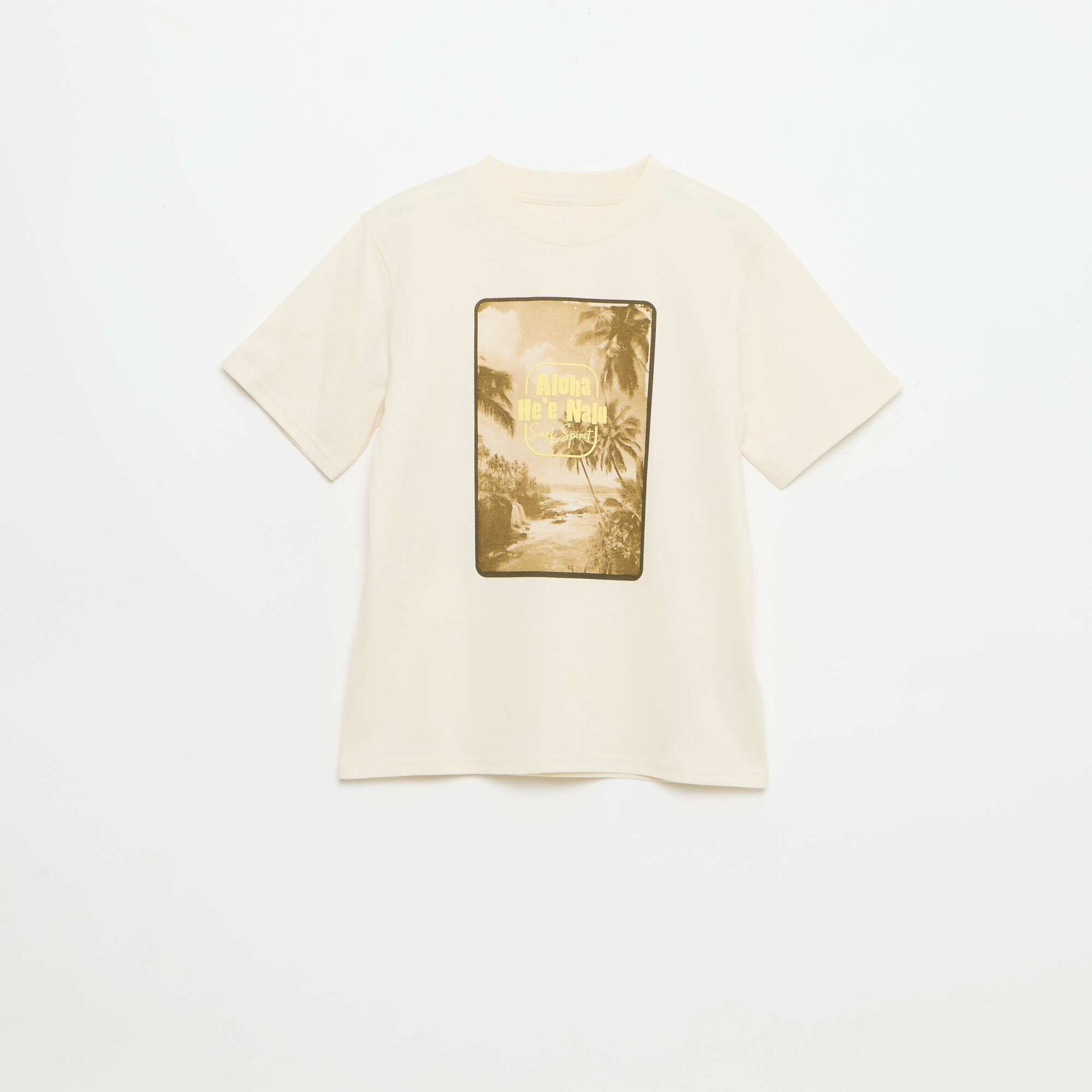 T-shirt imprimé fantaisie manches courtes BLANC
