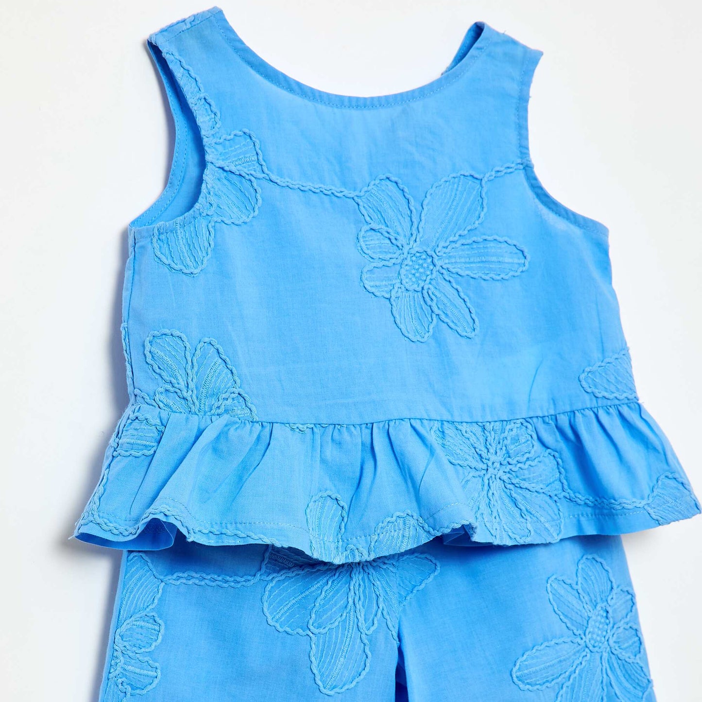 Ensemble blouse + pantalon avec broderies - 2 pièces BLEU