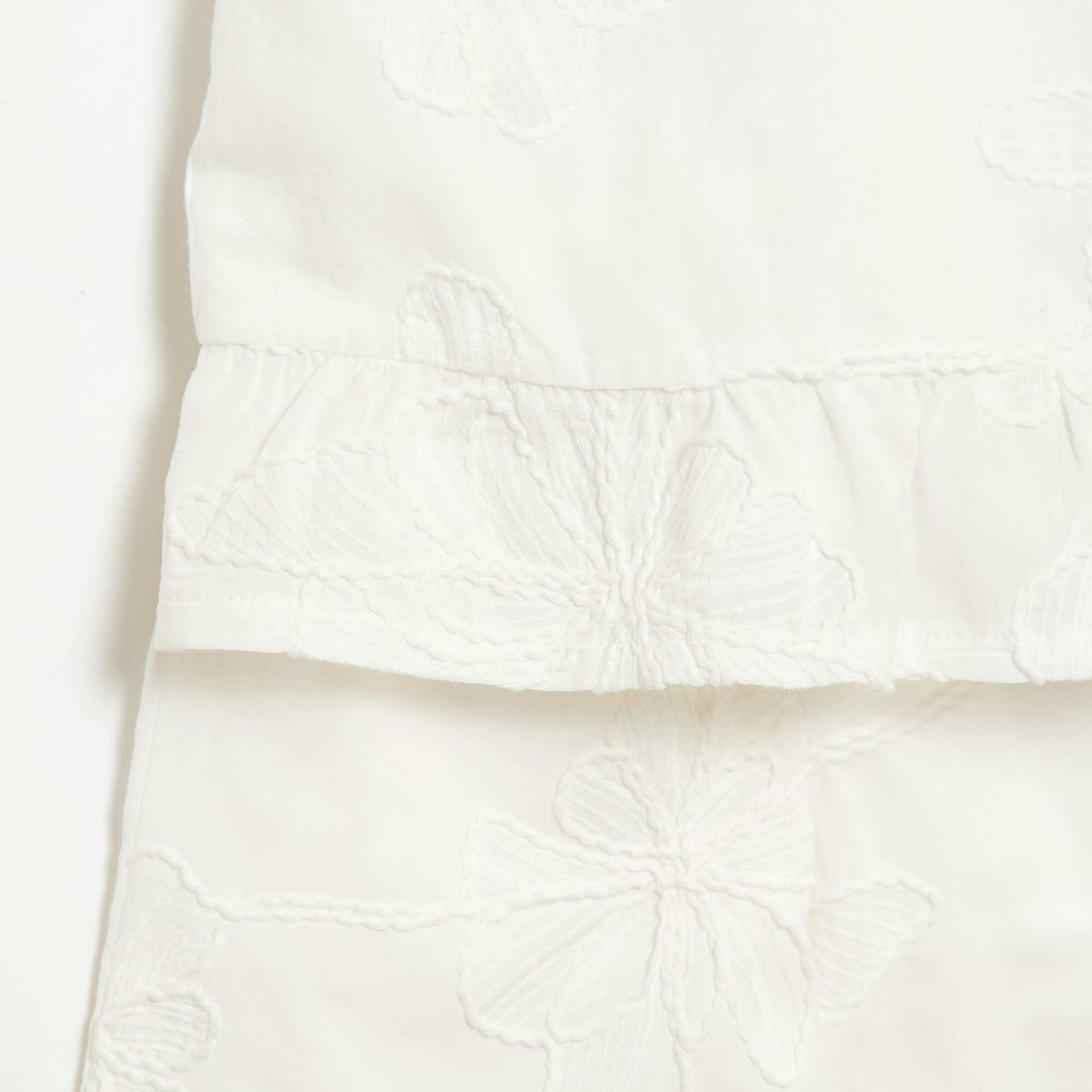 Ensemble blouse + pantalon avec broderies - 2 pièces BLANC