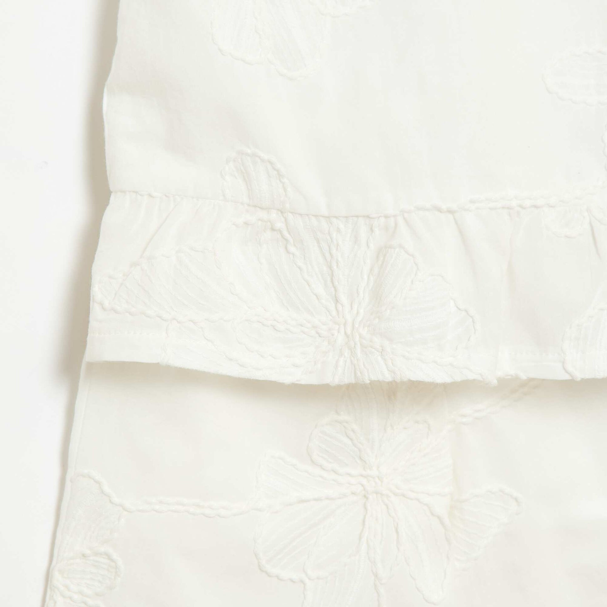 Ensemble blouse + pantalon avec broderies - 2 pièces BLANC