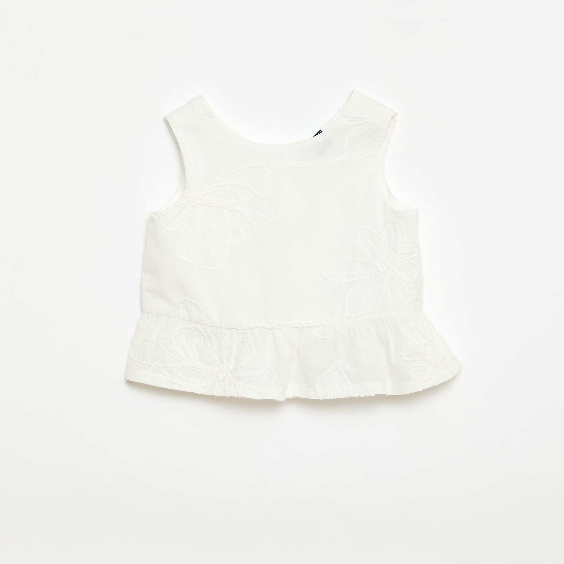 Ensemble blouse + pantalon avec broderies - 2 pièces BLANC