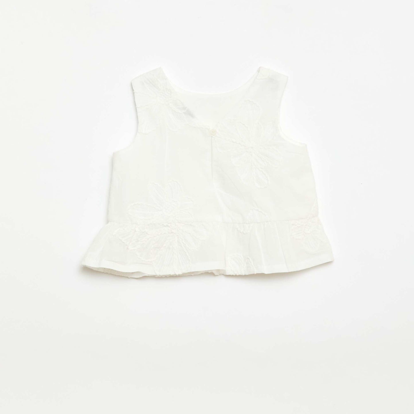 Ensemble blouse + pantalon avec broderies - 2 pièces BLANC