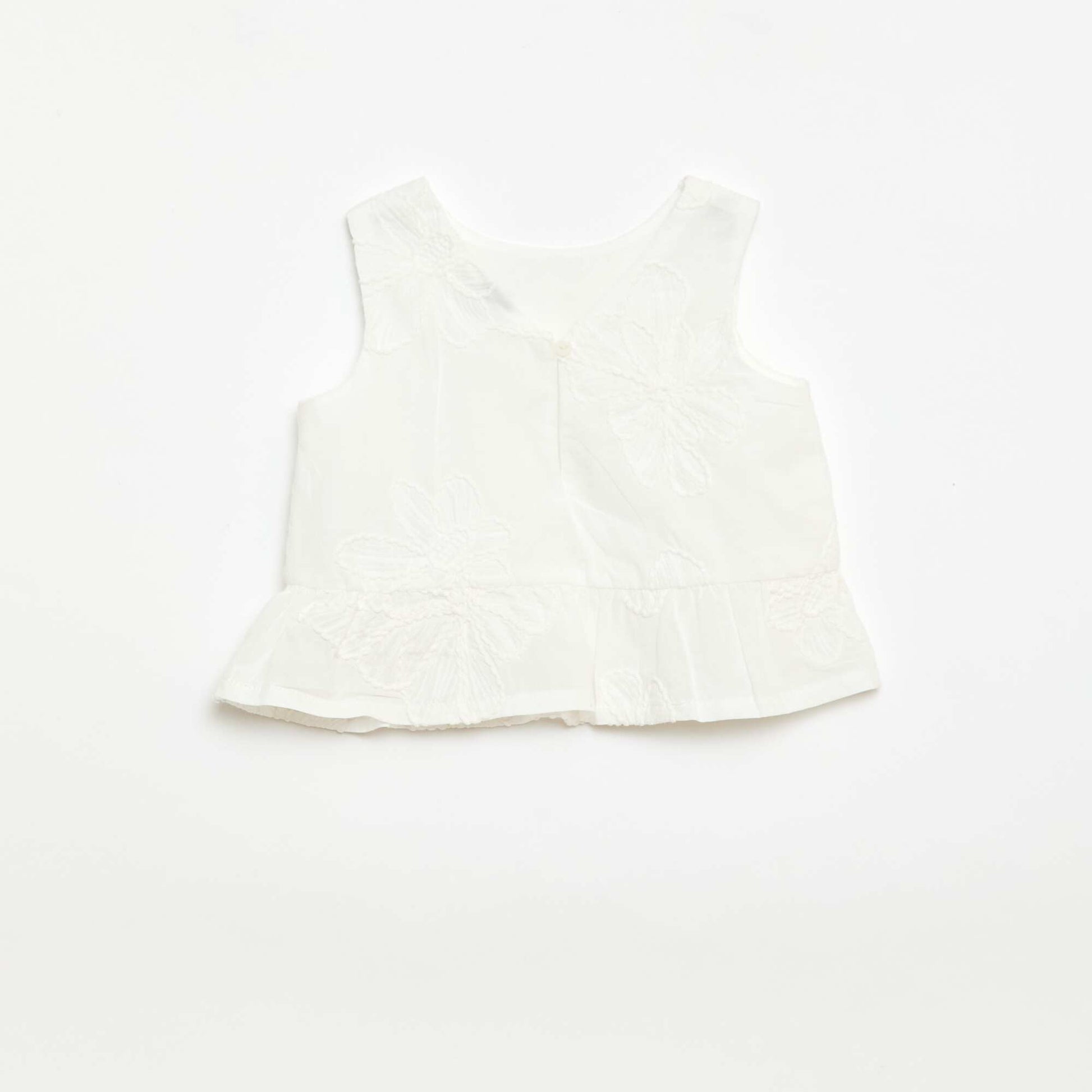 Ensemble blouse + pantalon avec broderies - 2 pièces BLANC