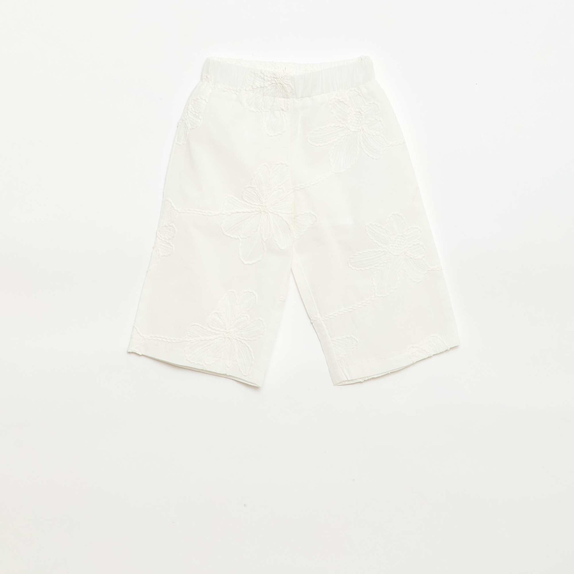 Ensemble blouse + pantalon avec broderies - 2 pièces BLANC