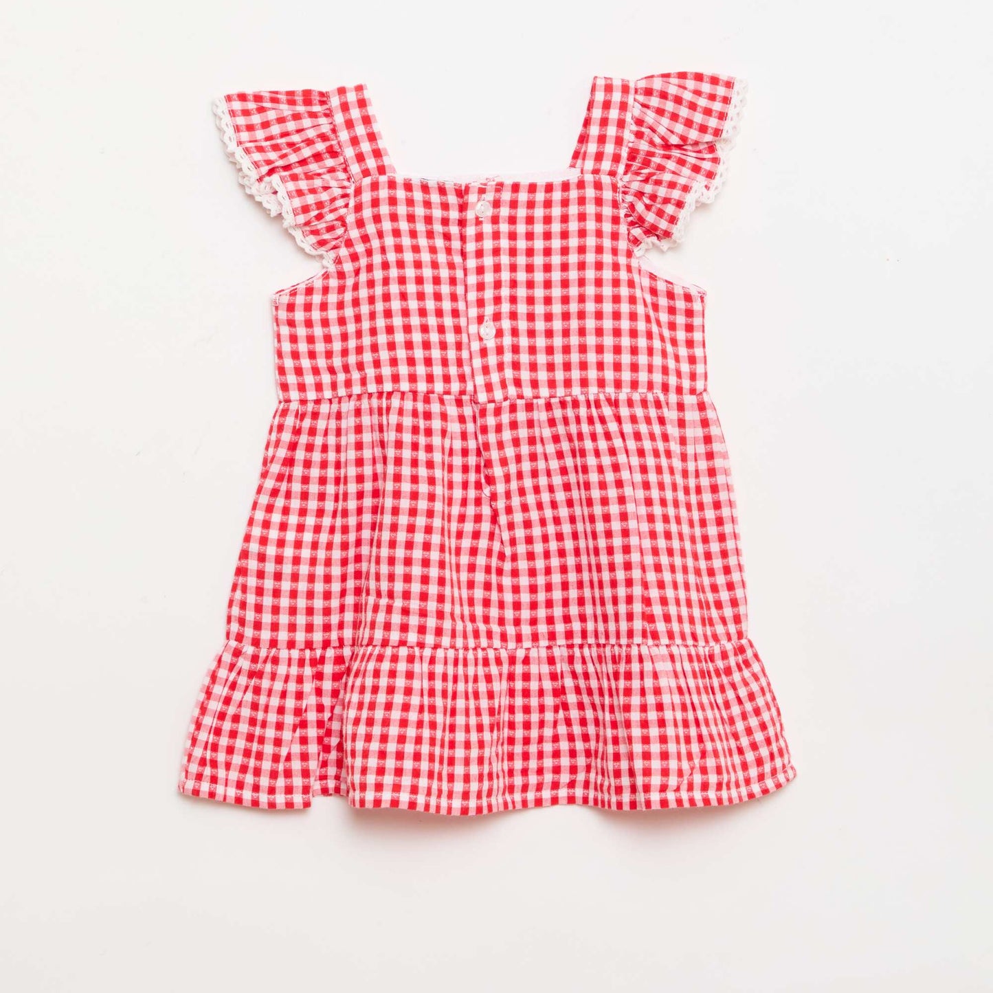 Robe imprimé vichy à étages ROUGE