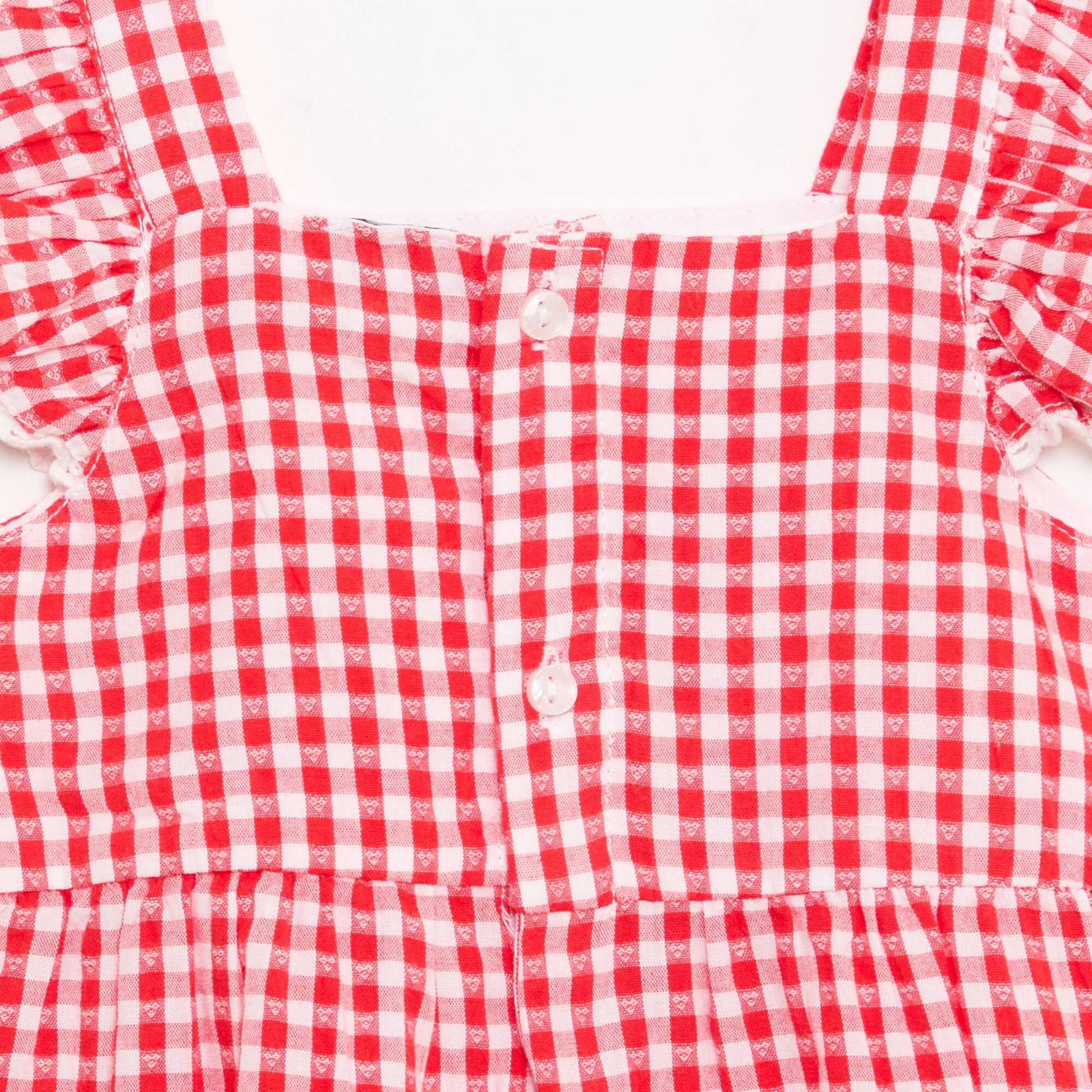 Robe imprimé vichy à étages ROUGE