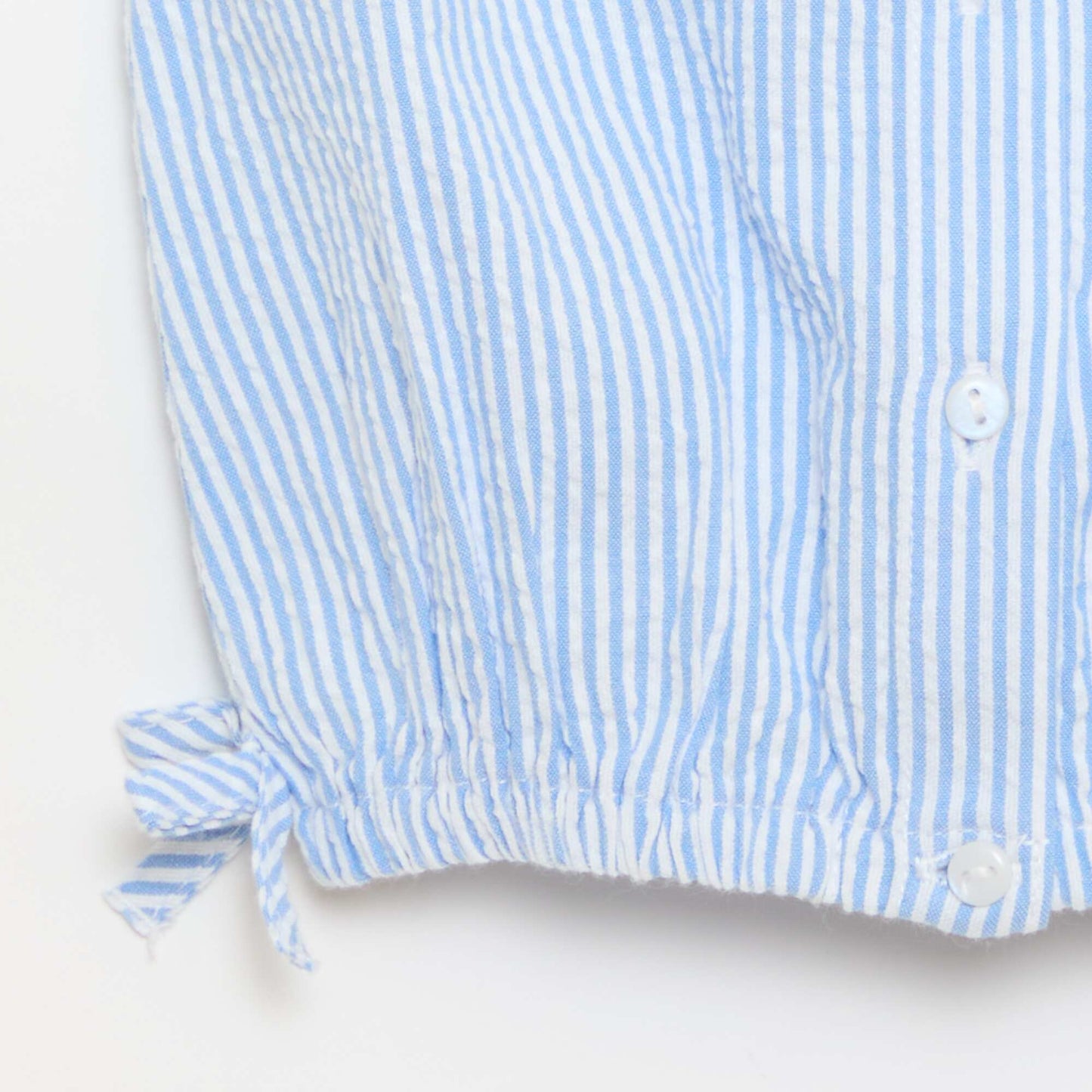 Blouse rayée en popeline en col claudine BLEU