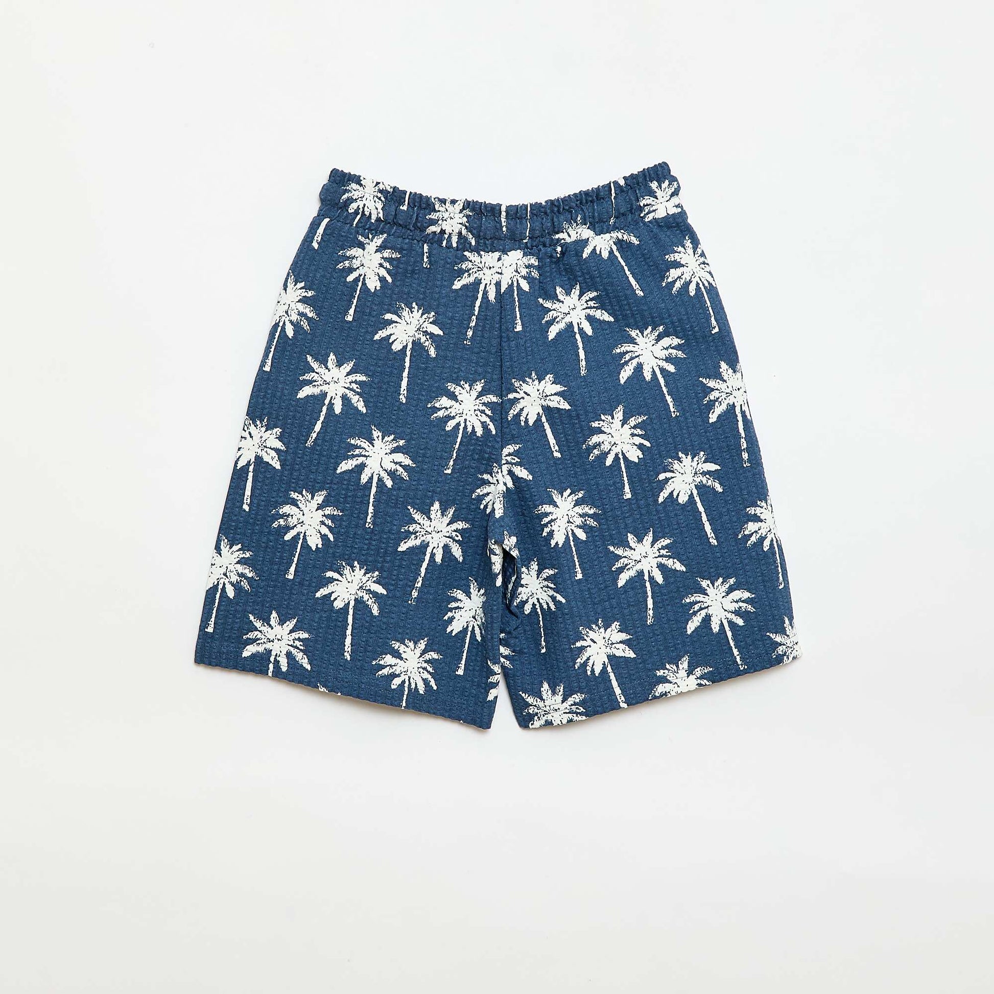 Short à taille élastiquée en coton BLEU