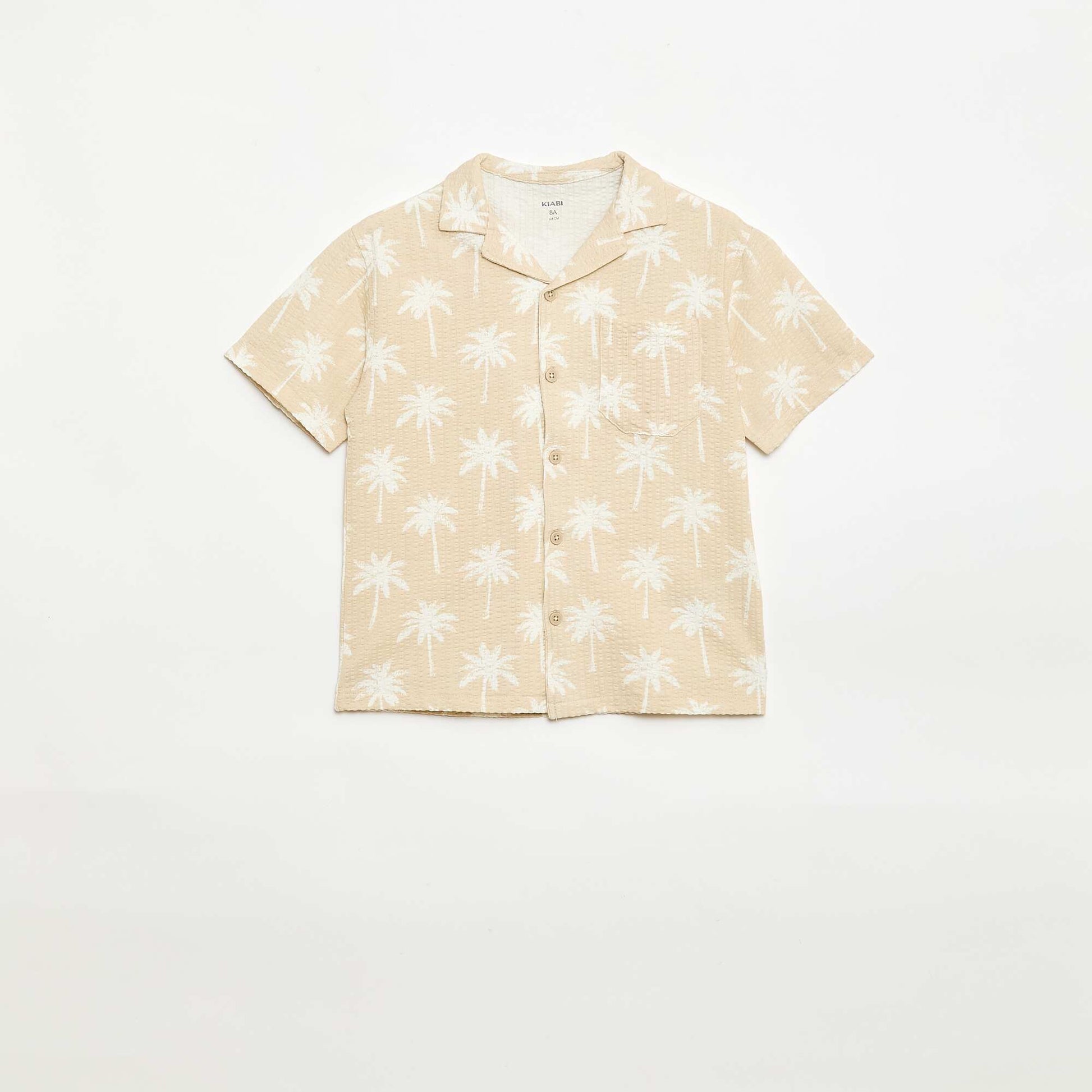 Chemise à manches courtes en nid d'abeilles BEIGE