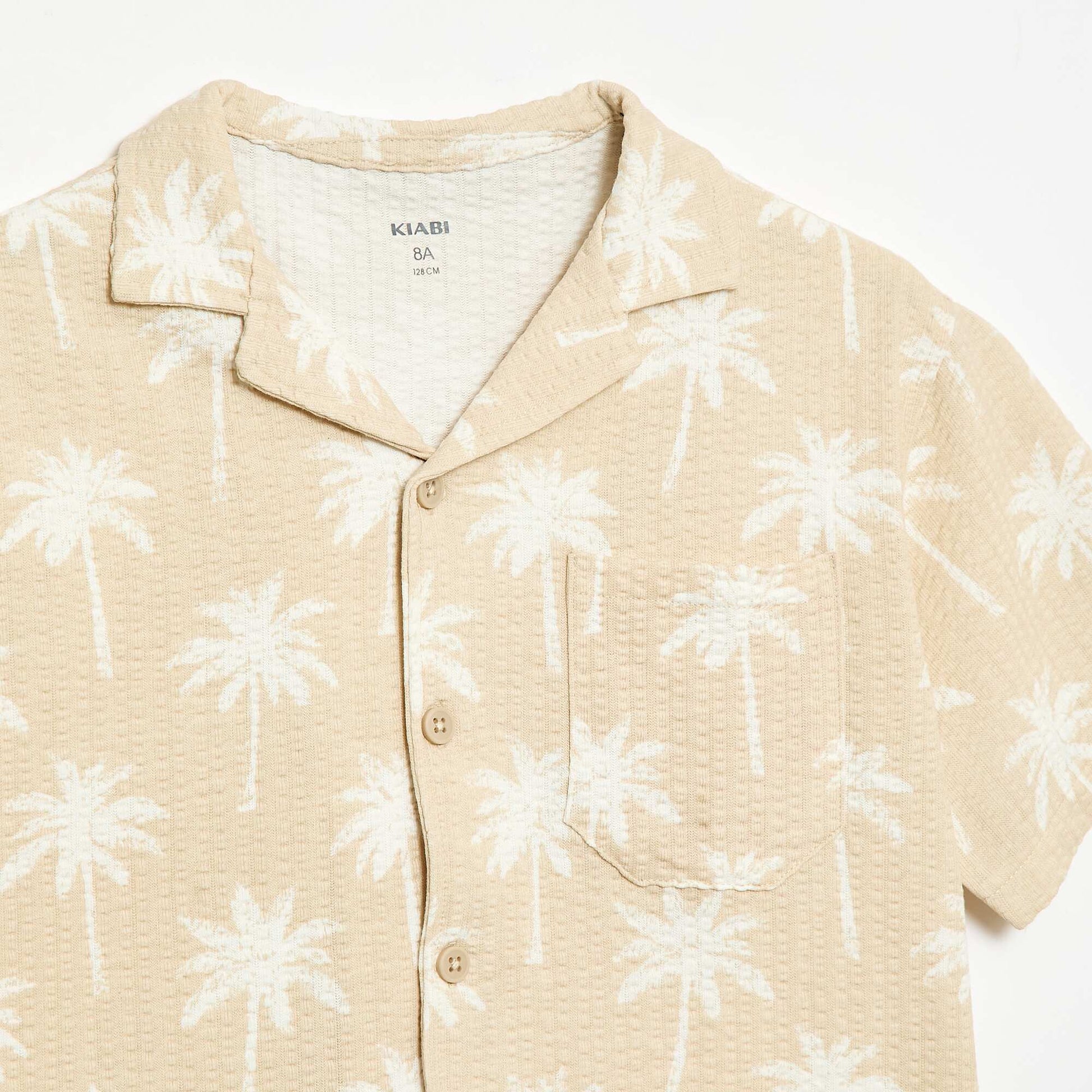 Chemise à manches courtes en nid d'abeilles BEIGE