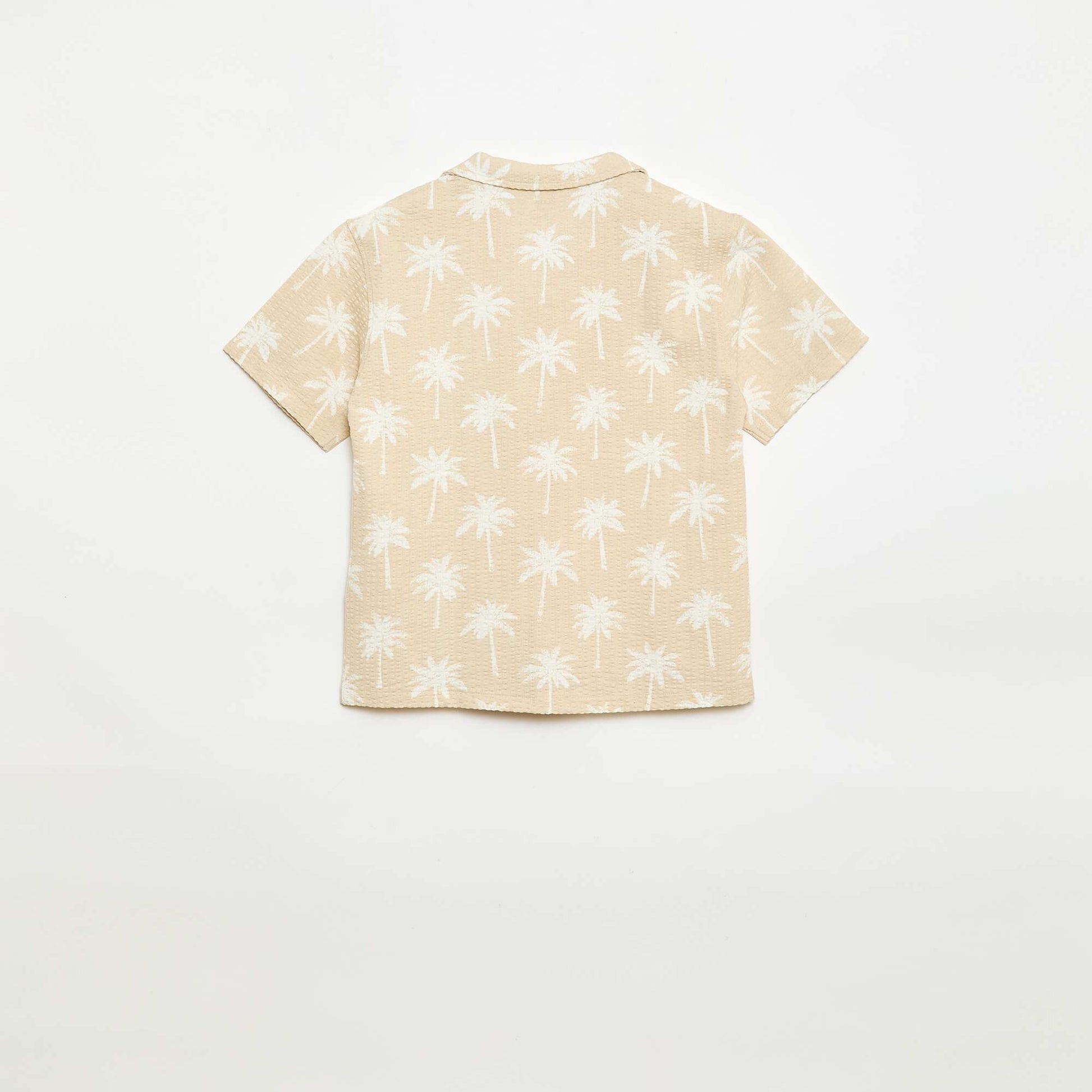 Chemise à manches courtes en nid d'abeilles BEIGE