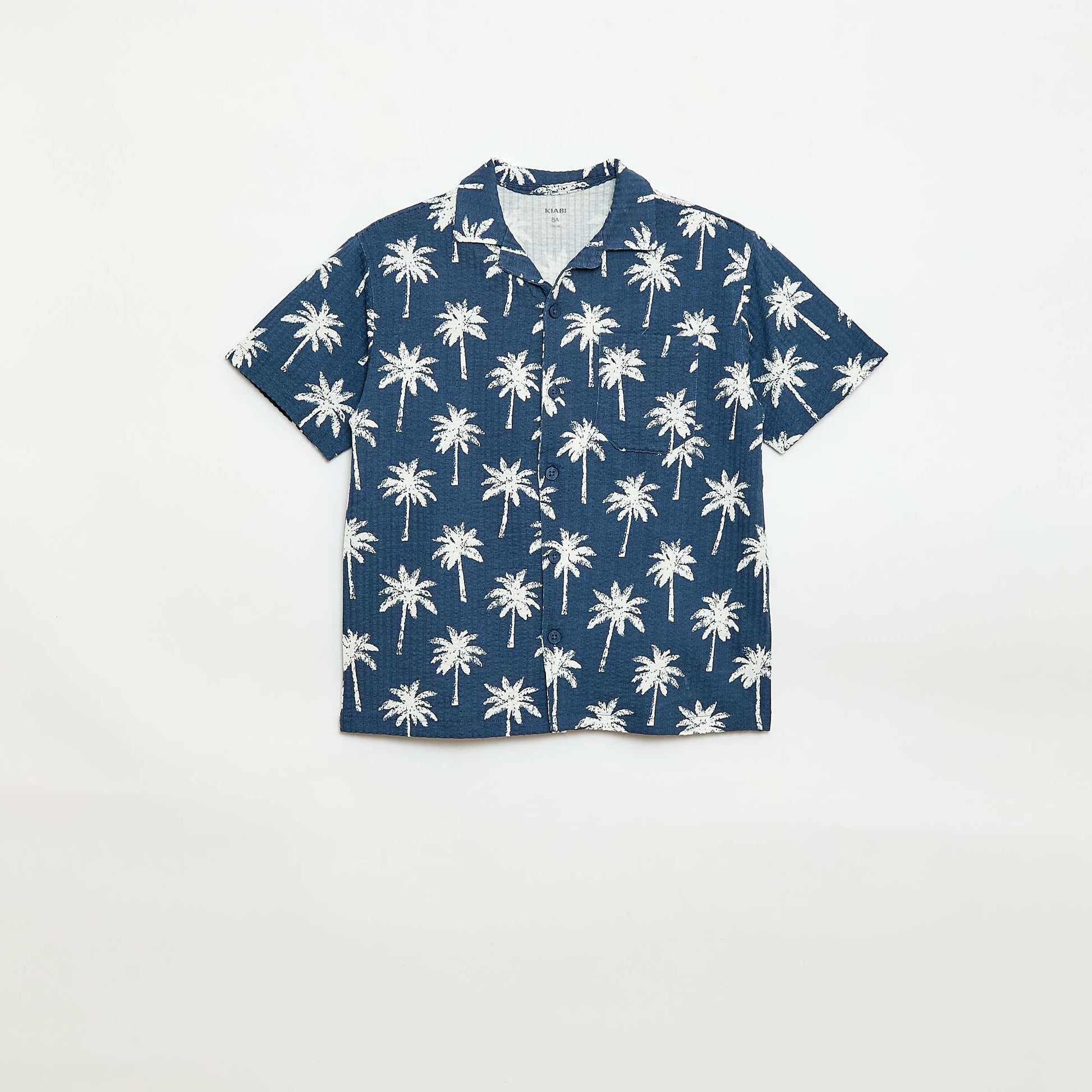 Chemise à manches courtes en nid d'abeilles BLEU