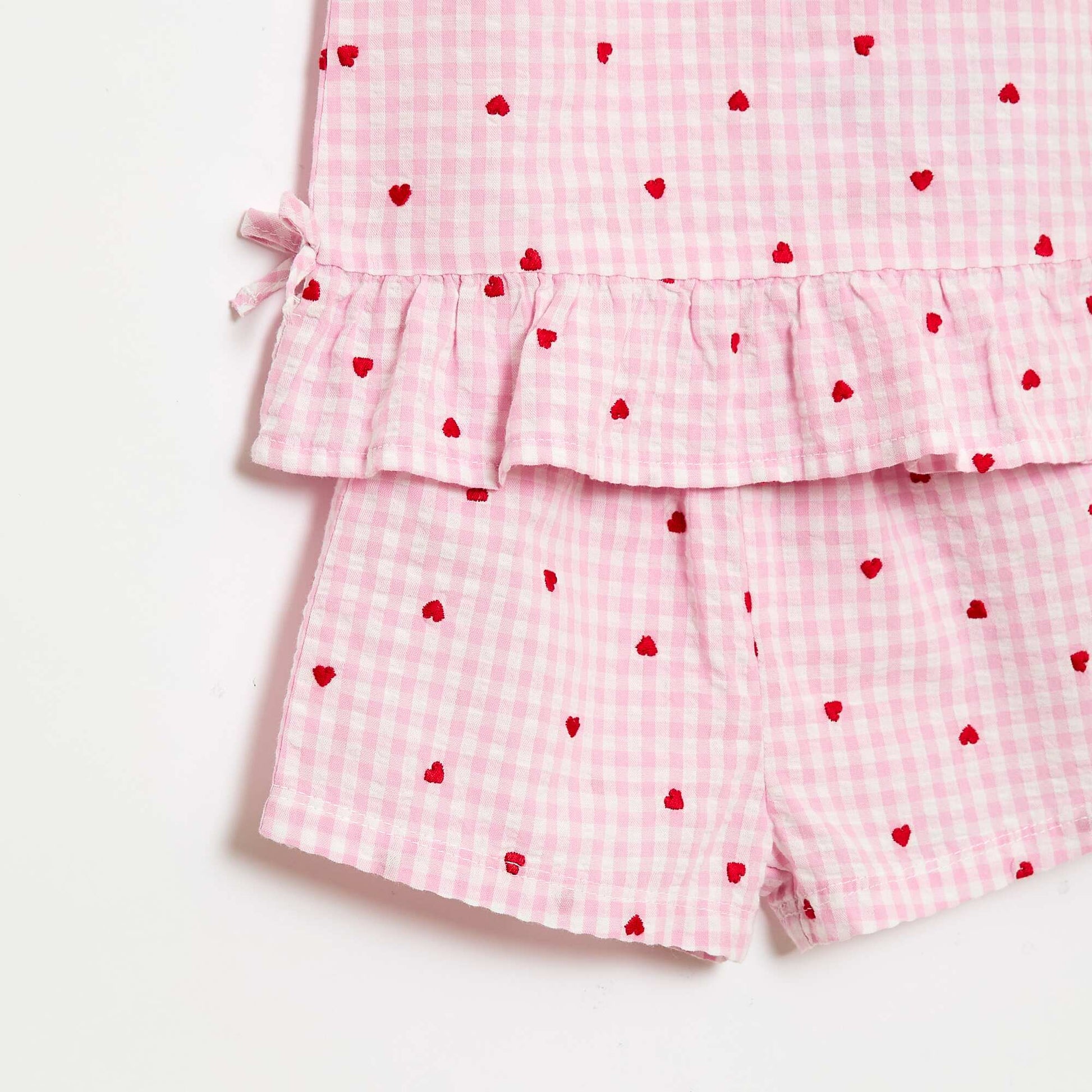 Ensemble blouse + short à motif vichy - 2 pièces ROSE