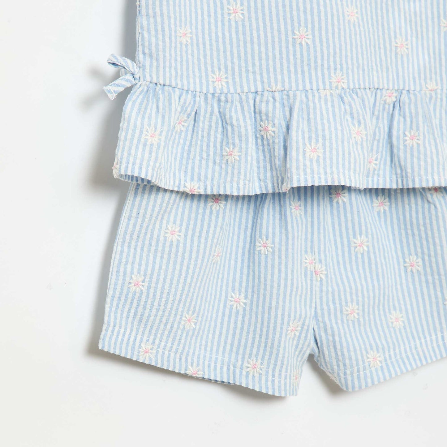 Ensemble blouse + short à motif vichy -  2 pièces BLEU