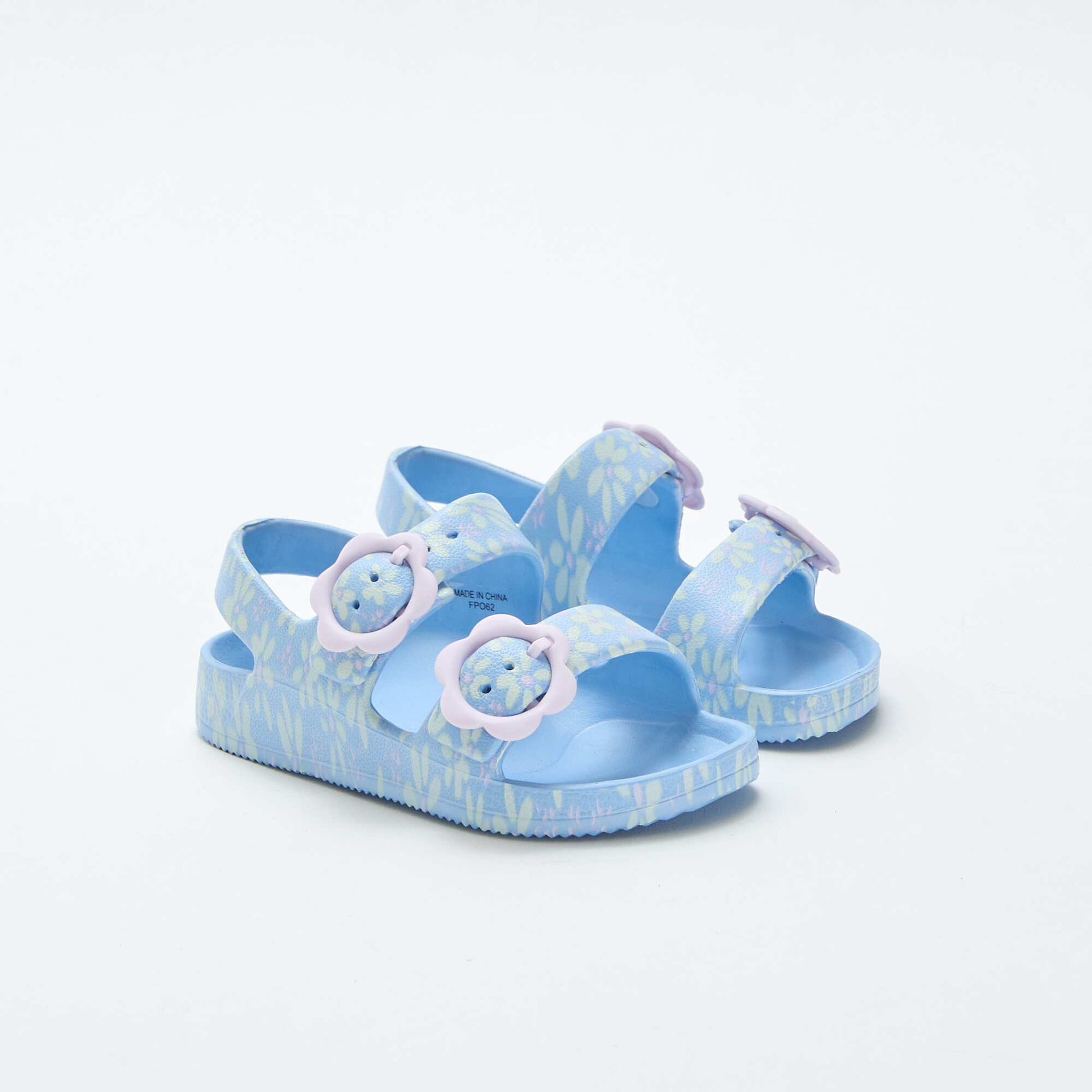 Sandales en plastique à motif fleuri BLEU