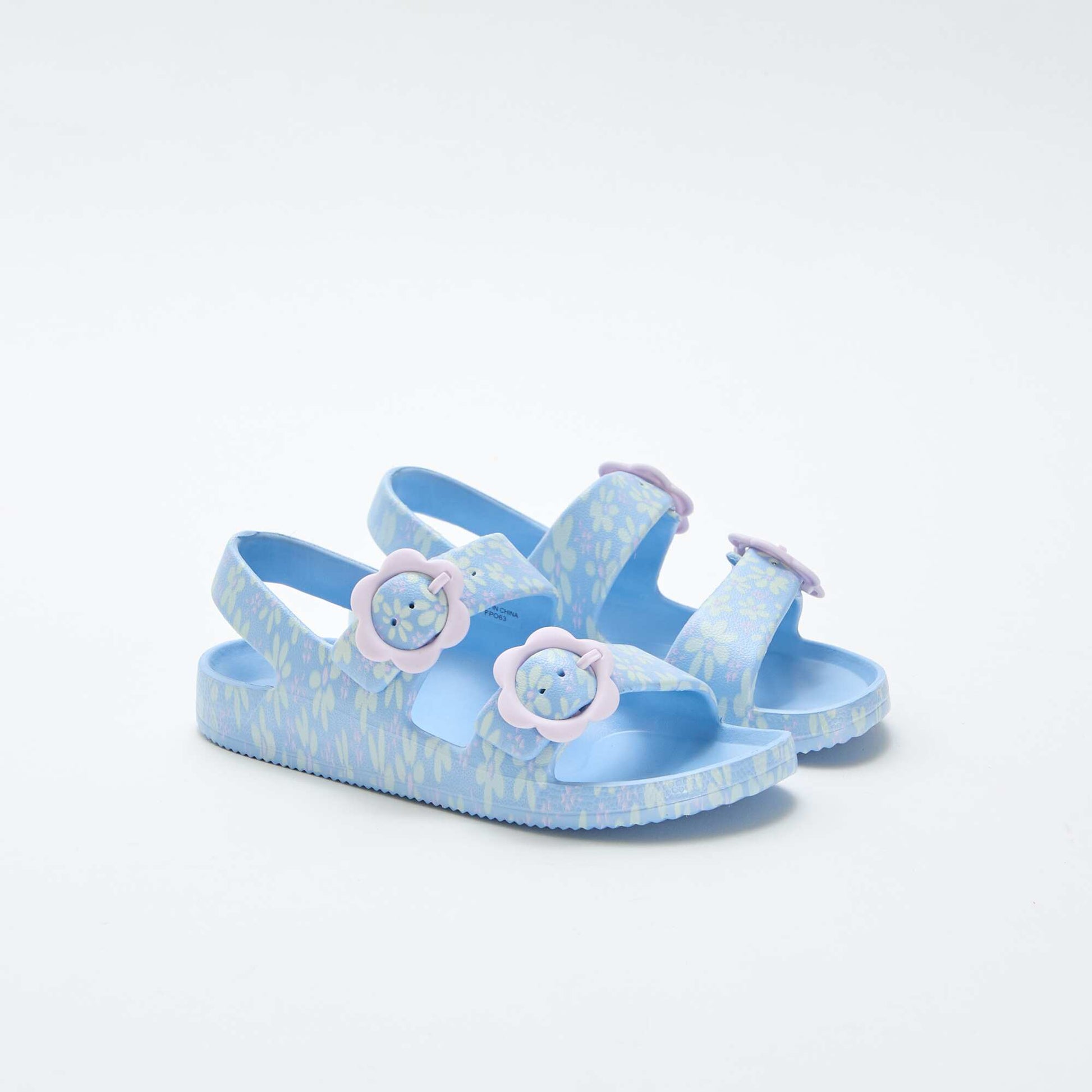 Sandales en plastique à motif fleuri BLEU