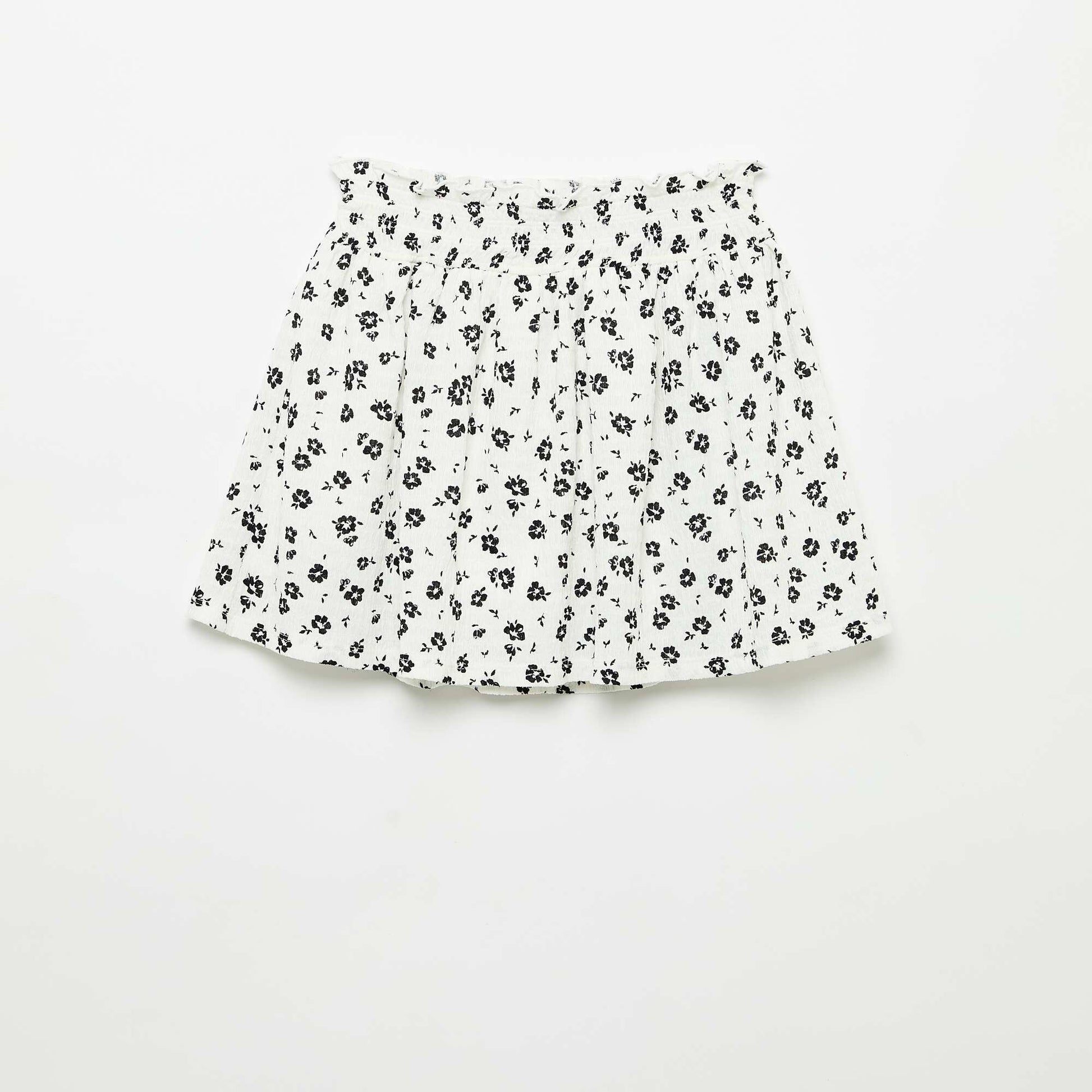 Jupe courte forme patineuse avec short intégré BLANC