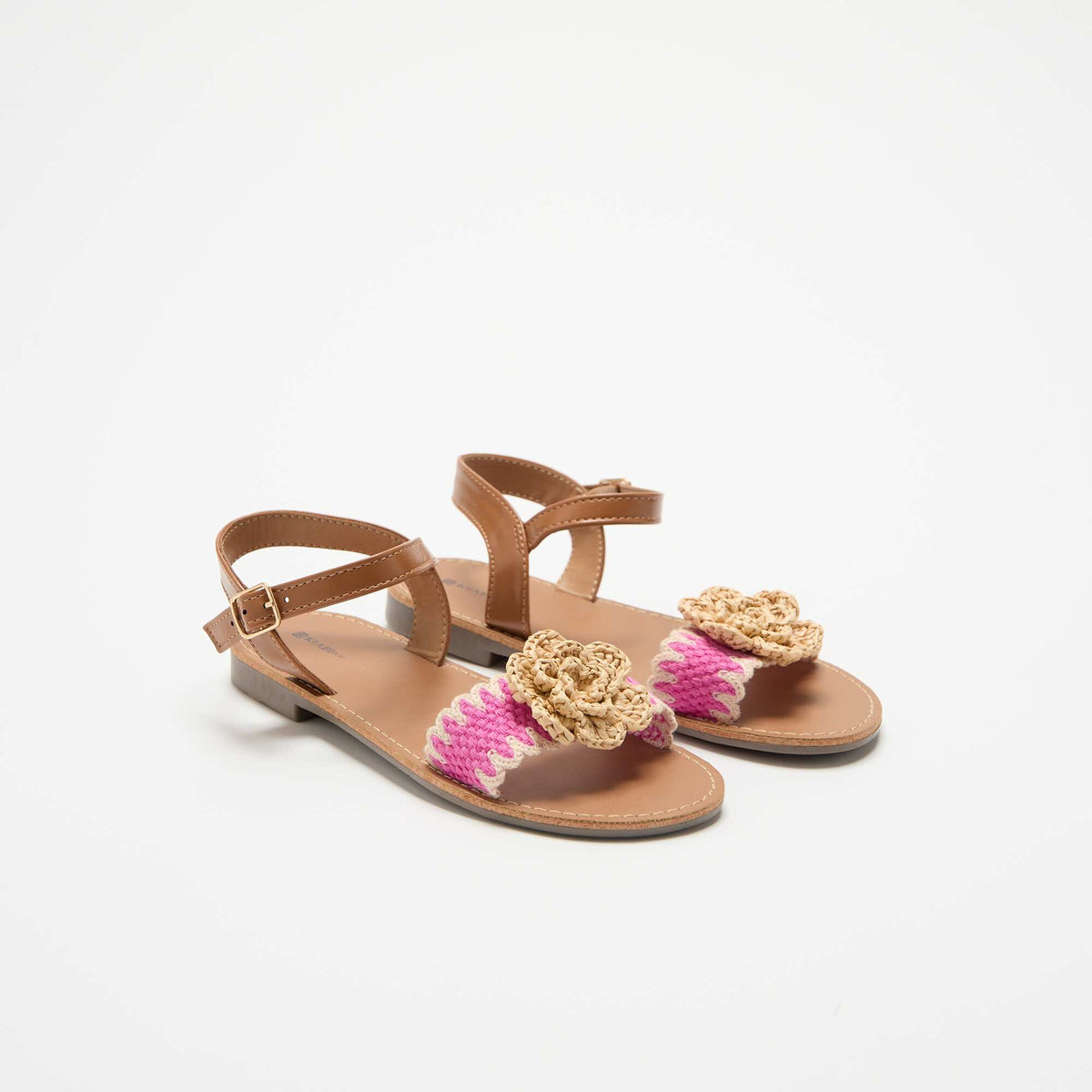 Sandales plates avec fleurs fantaisies BEIGE