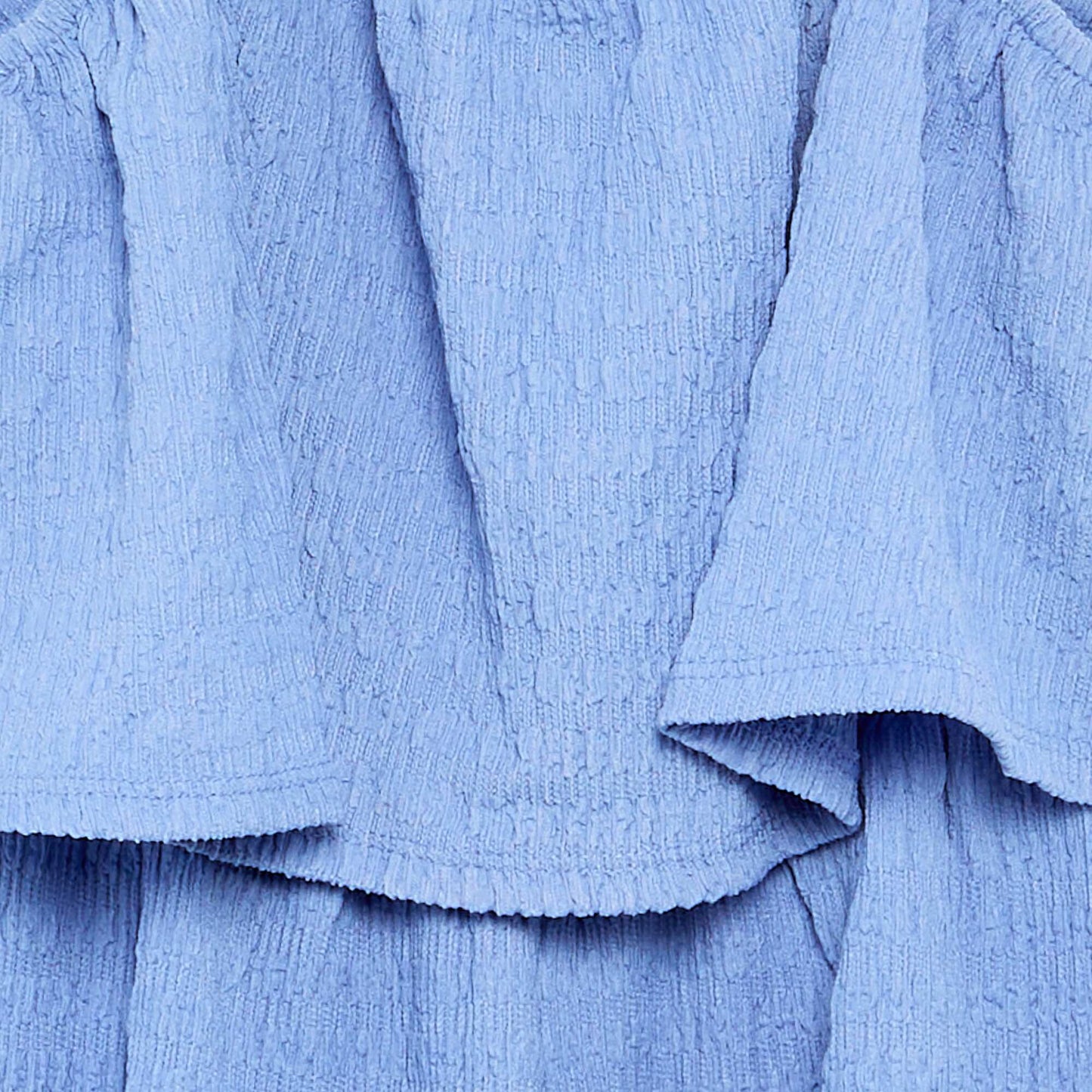 Combinaison short unie à bretelles en maille gaufrée BLEU