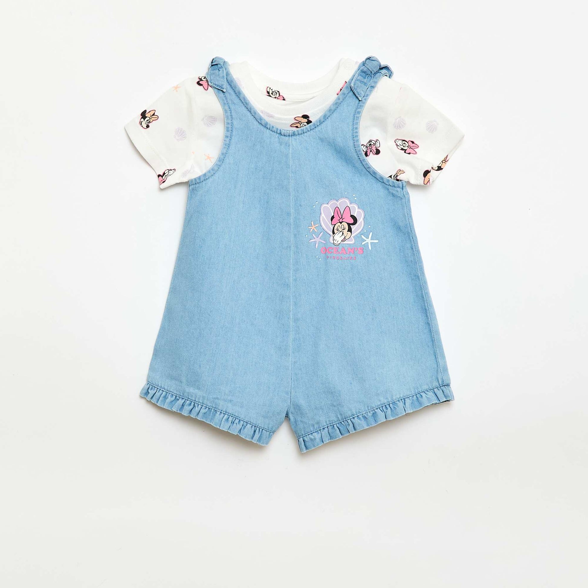 Ensemble t-shirt + combishort 'Disney' 'Mickey' BLANC