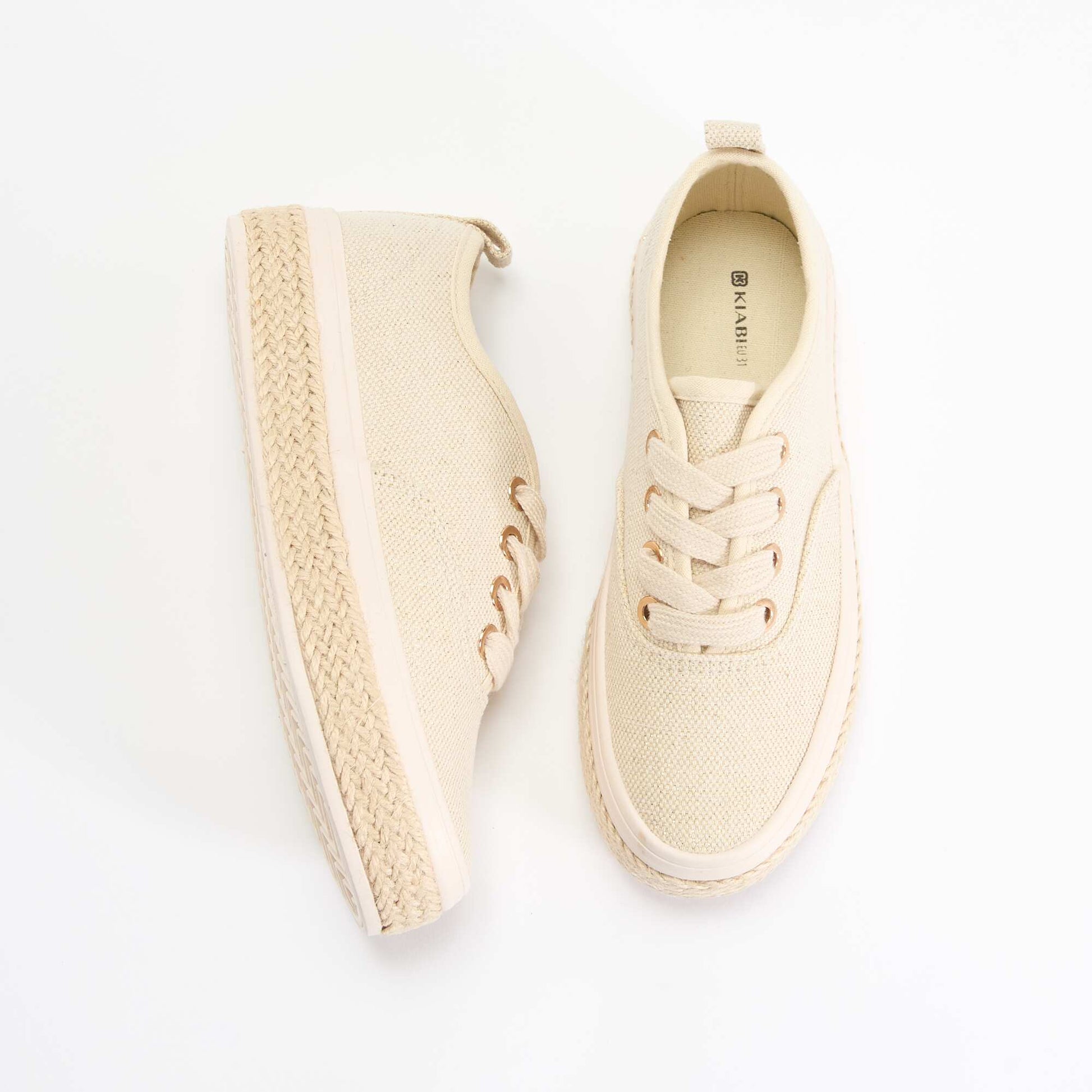 Baskets basses avec semelle en corde JAUNE