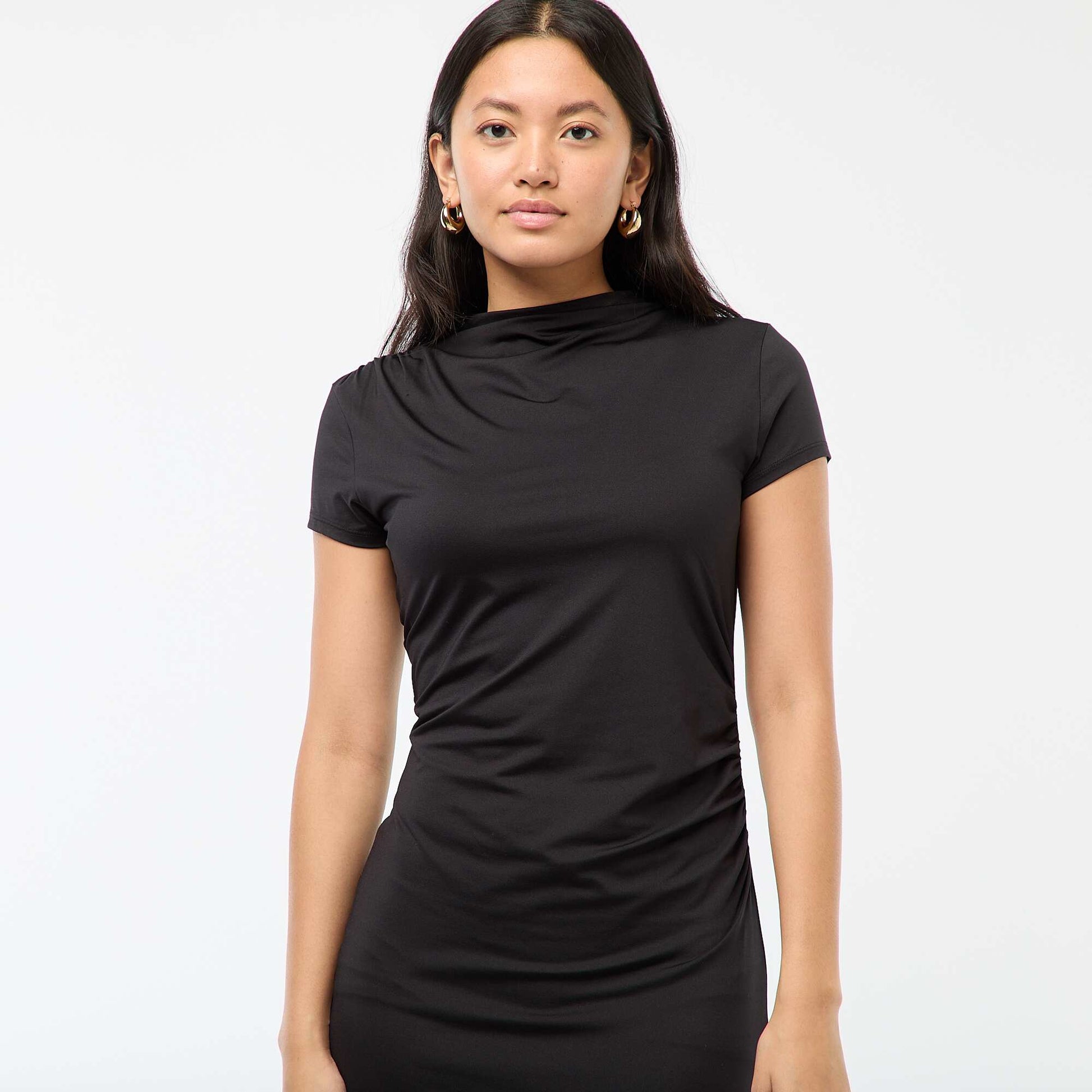Robe longue manches courtes uni NOIR