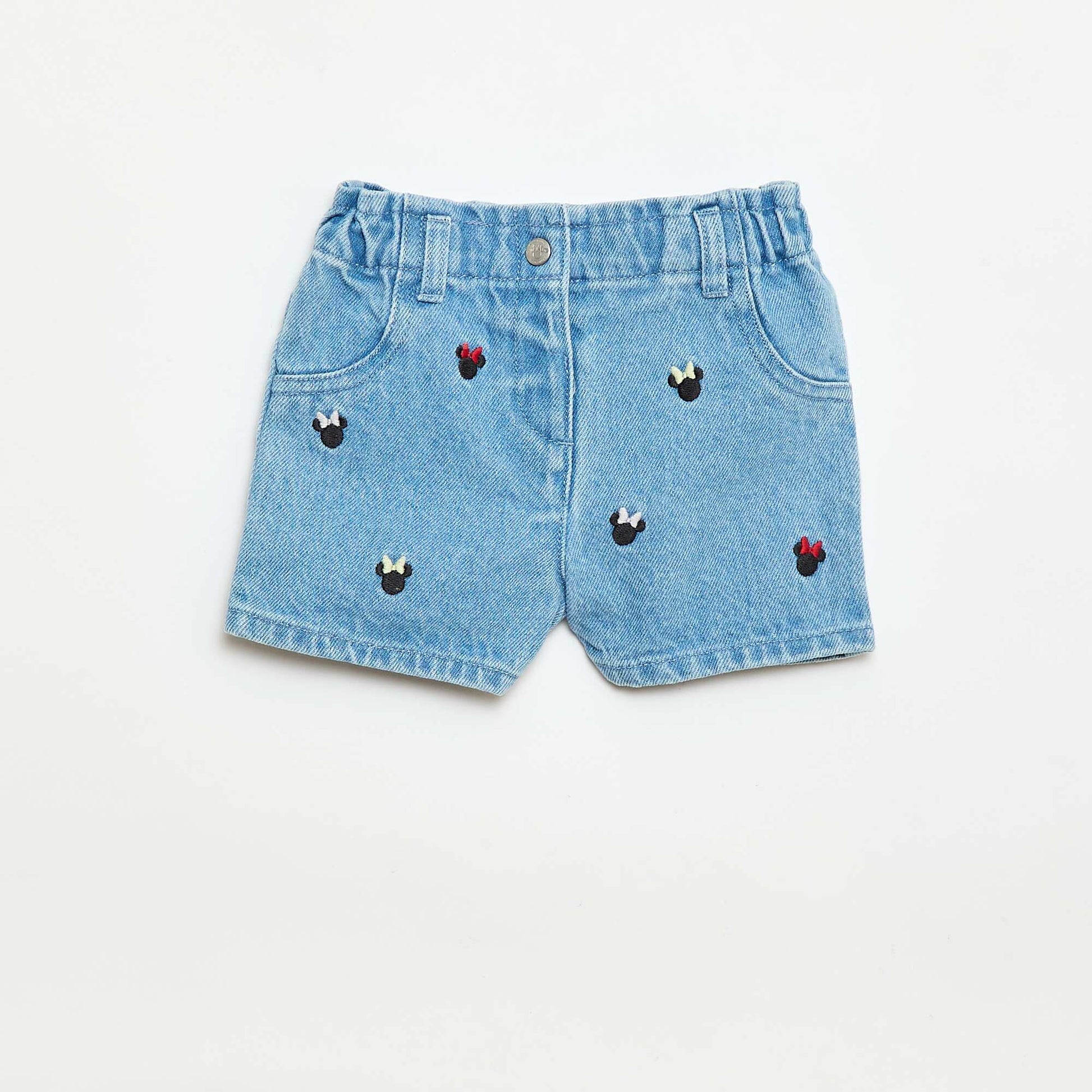 Short 'Disney' en denim brodé BLEU