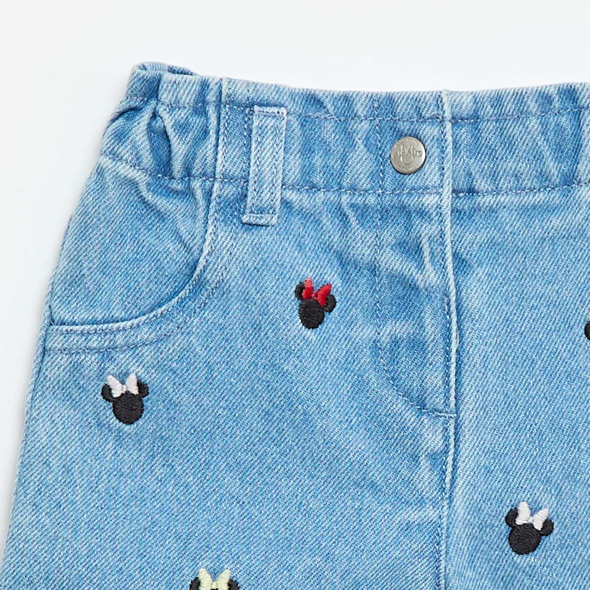 Short 'Disney' en denim brodé BLEU