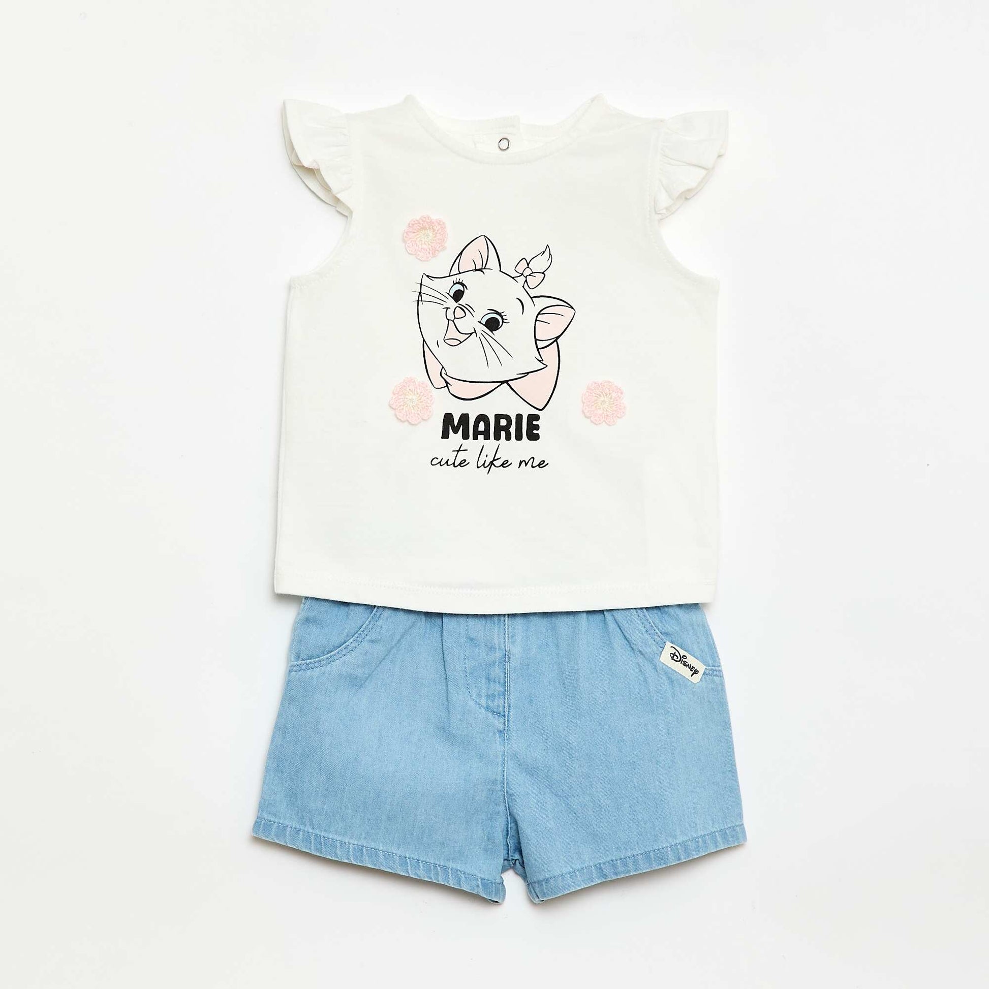 Pyjama court 'Disney' 'Marie' - 2 pièces BLANC