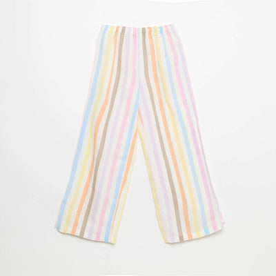 Pantalon droit en lin mélangé BLANC