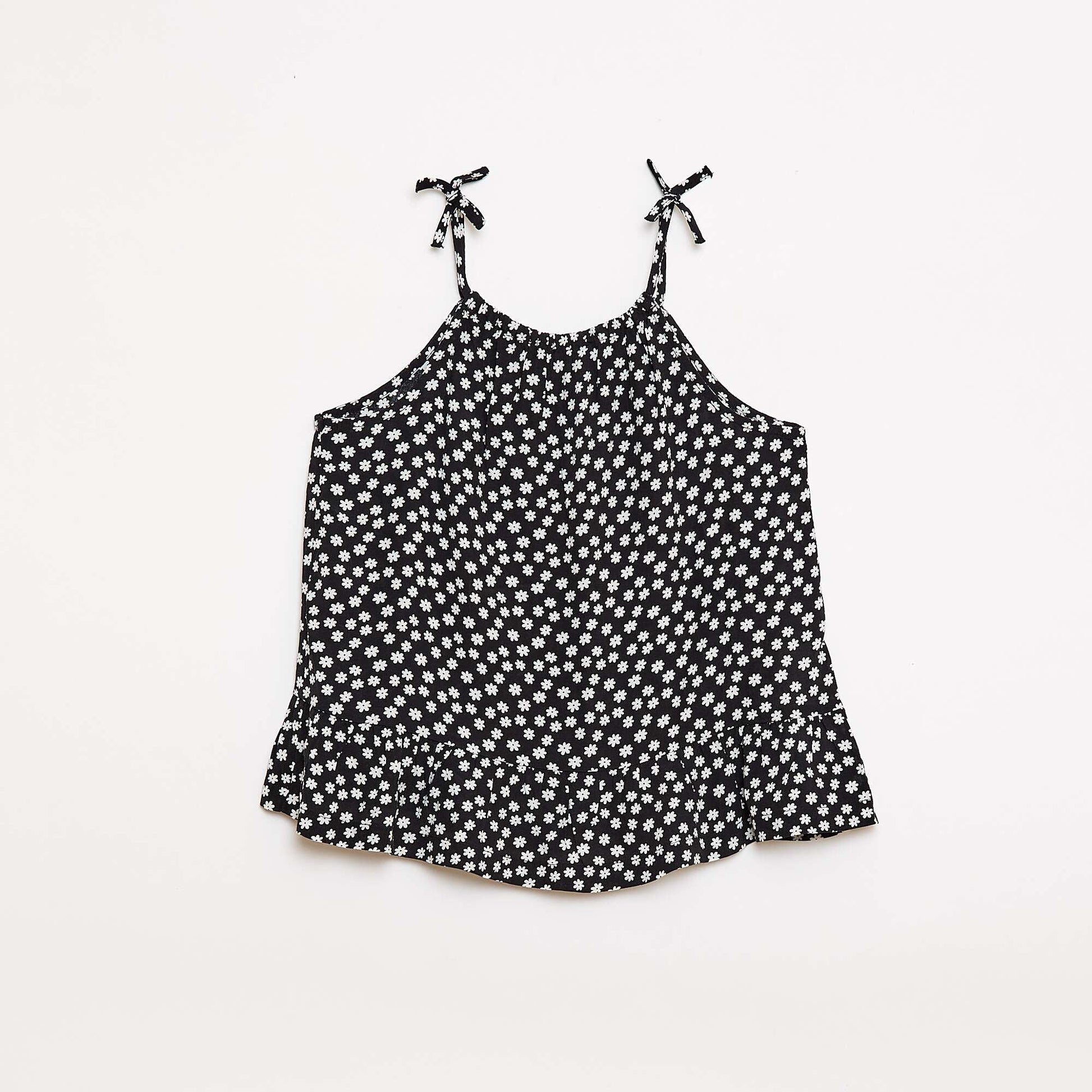 Top à motif à fines bretelles NOIR