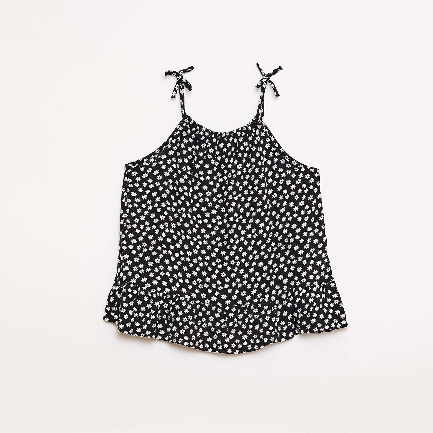 Top à motif à fines bretelles NOIR