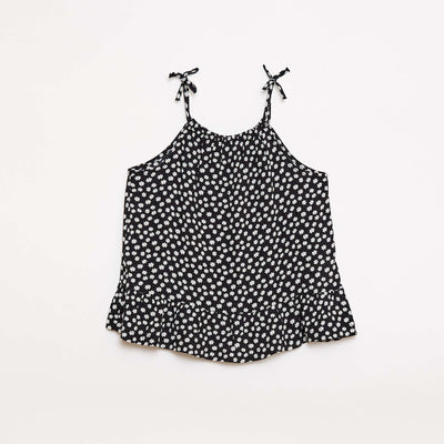 Top à motif à fines bretelles NOIR