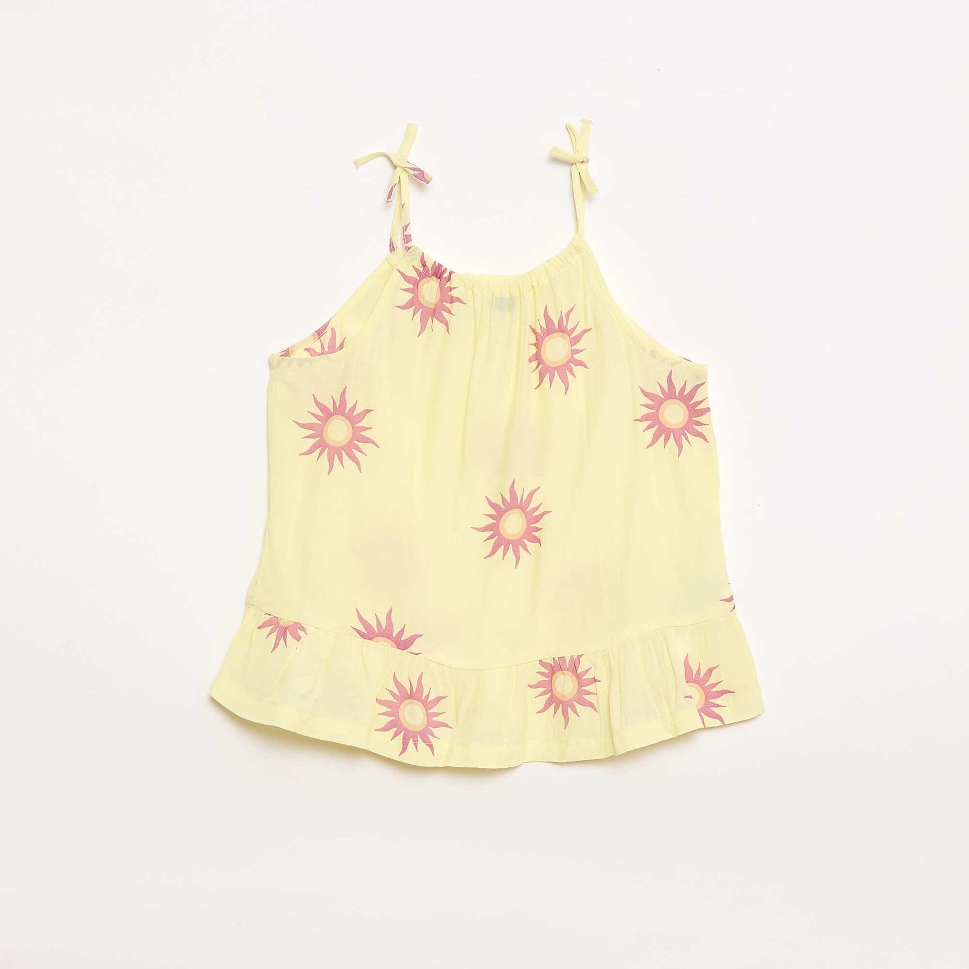 Top à motif à fines bretelles JAUNE