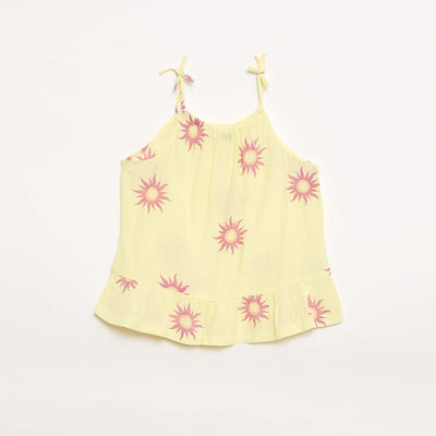 Top à motif à fines bretelles JAUNE