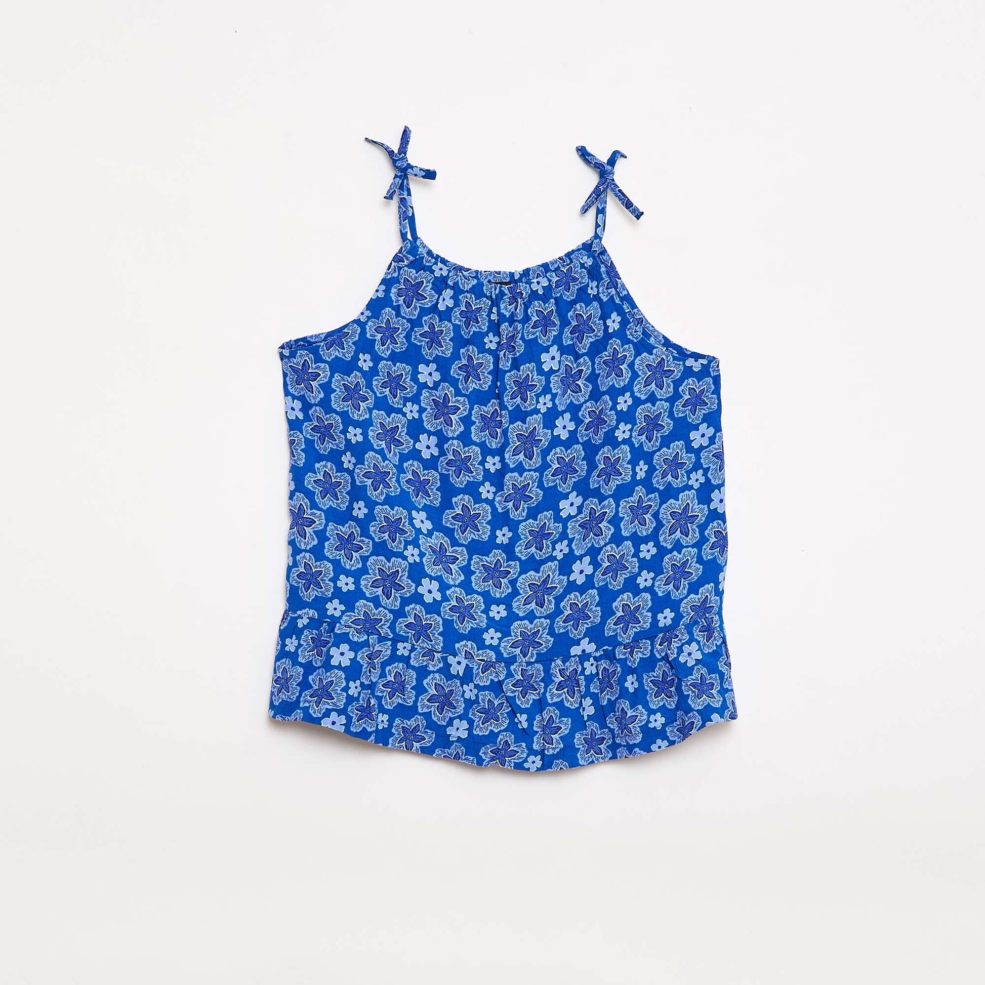 Top à motif à fines bretelles BLEU