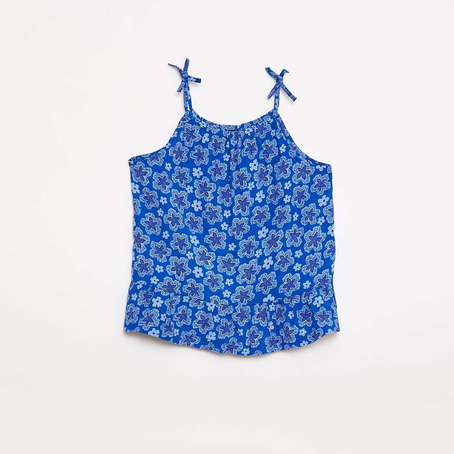 Top à motif à fines bretelles BLEU