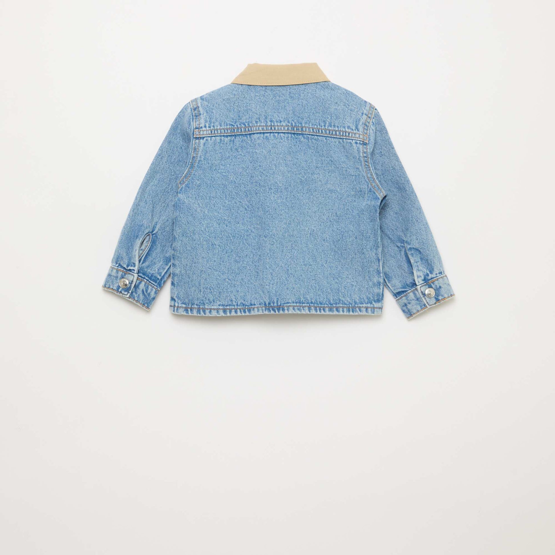 Veste en denim avec col à pointes libres contrastant BLEU