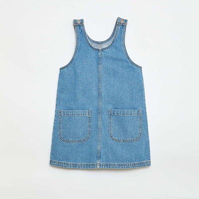 Robe salopette courte en jean BLEU