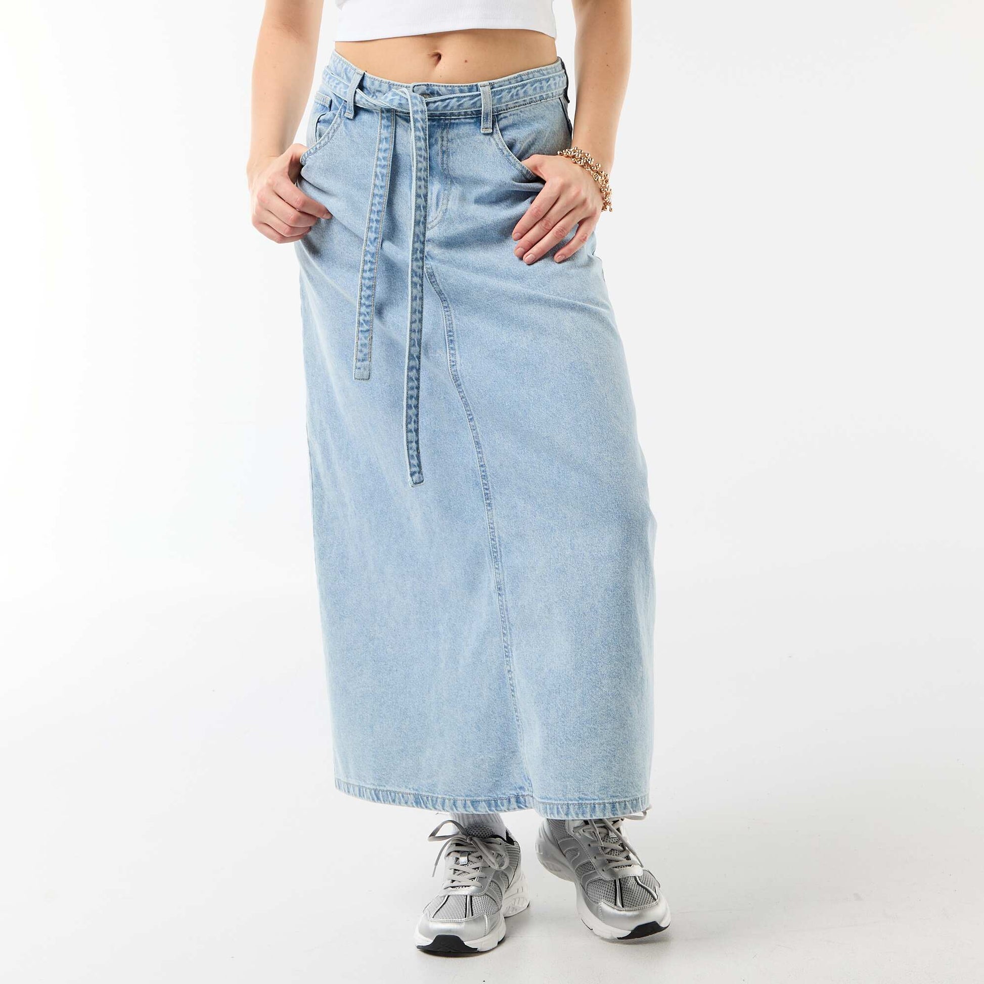 Jupe longue en jean BLEU