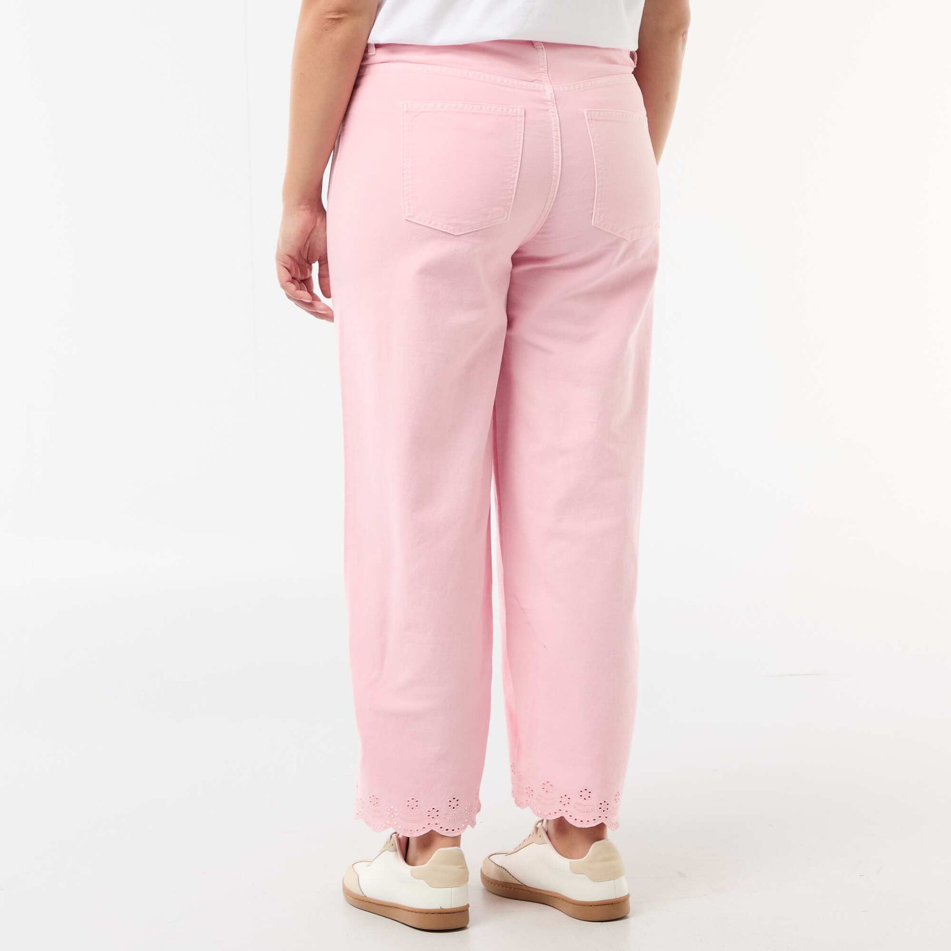 Jean wide leg taille haute avec poches plaquées devant et au dos ROSE