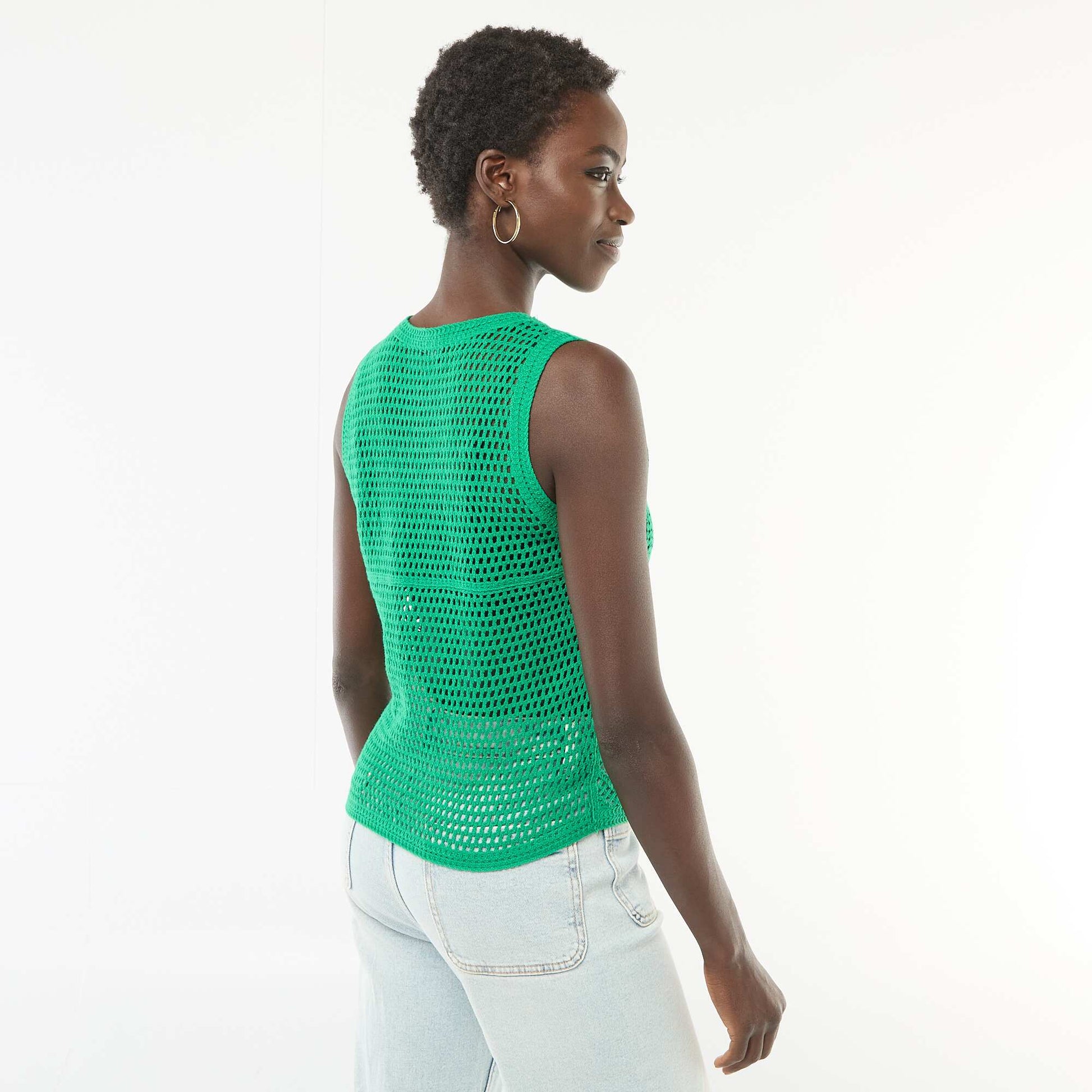 Top en crochet sans manches VERT