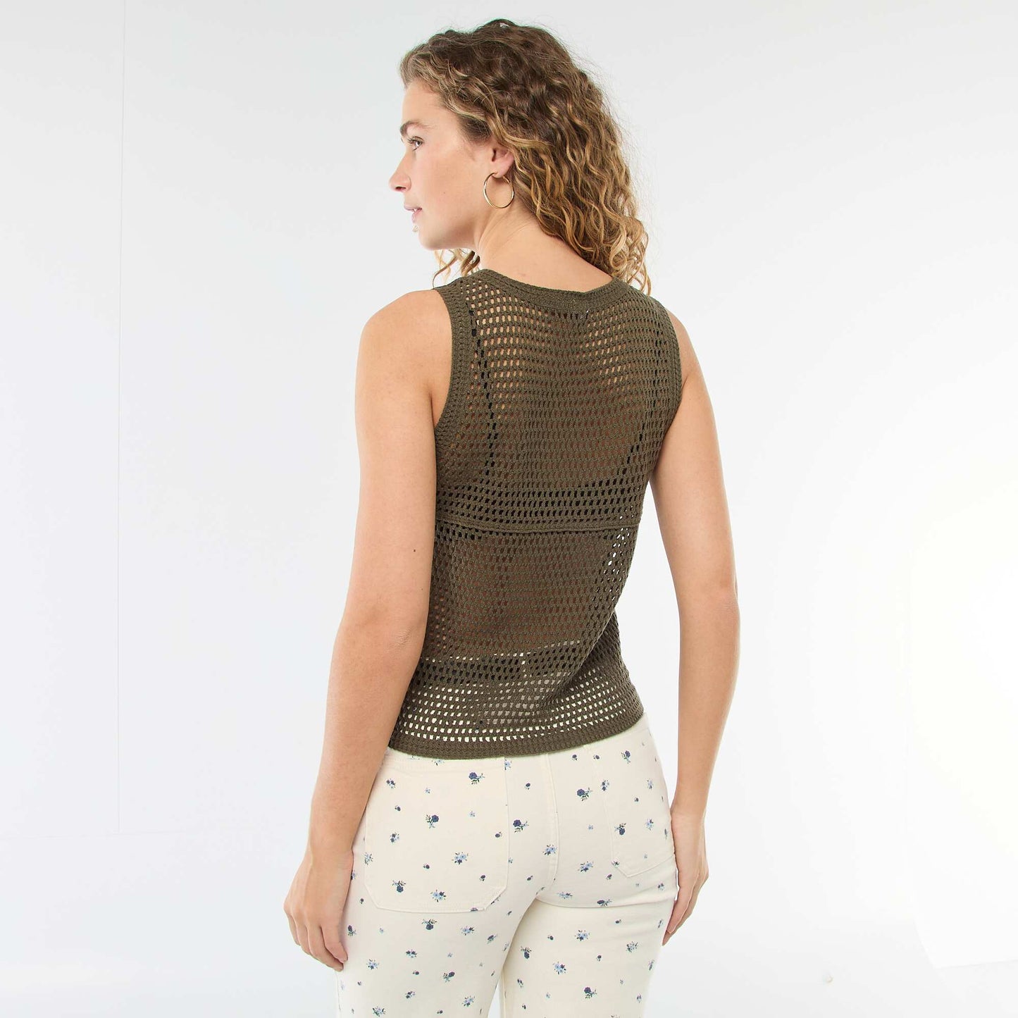 Top en crochet sans manches KAKI