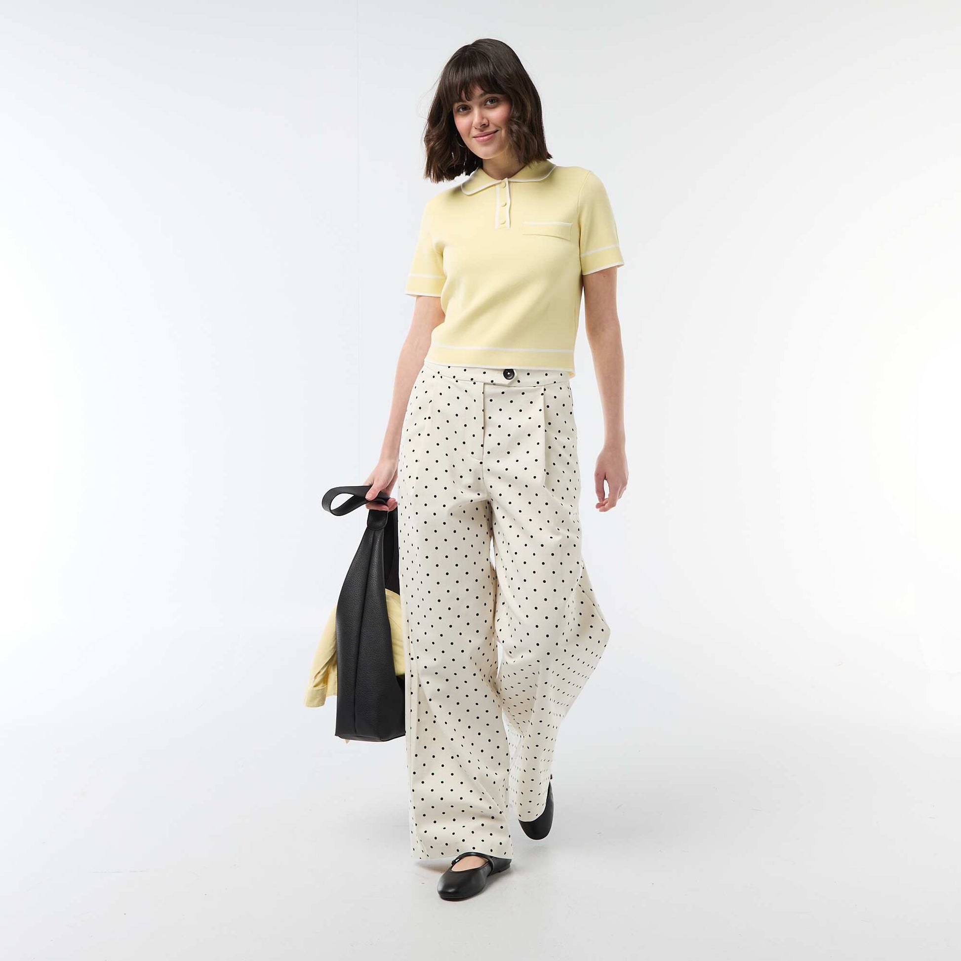 Polo manches courtes en piqué de coton JAUNE