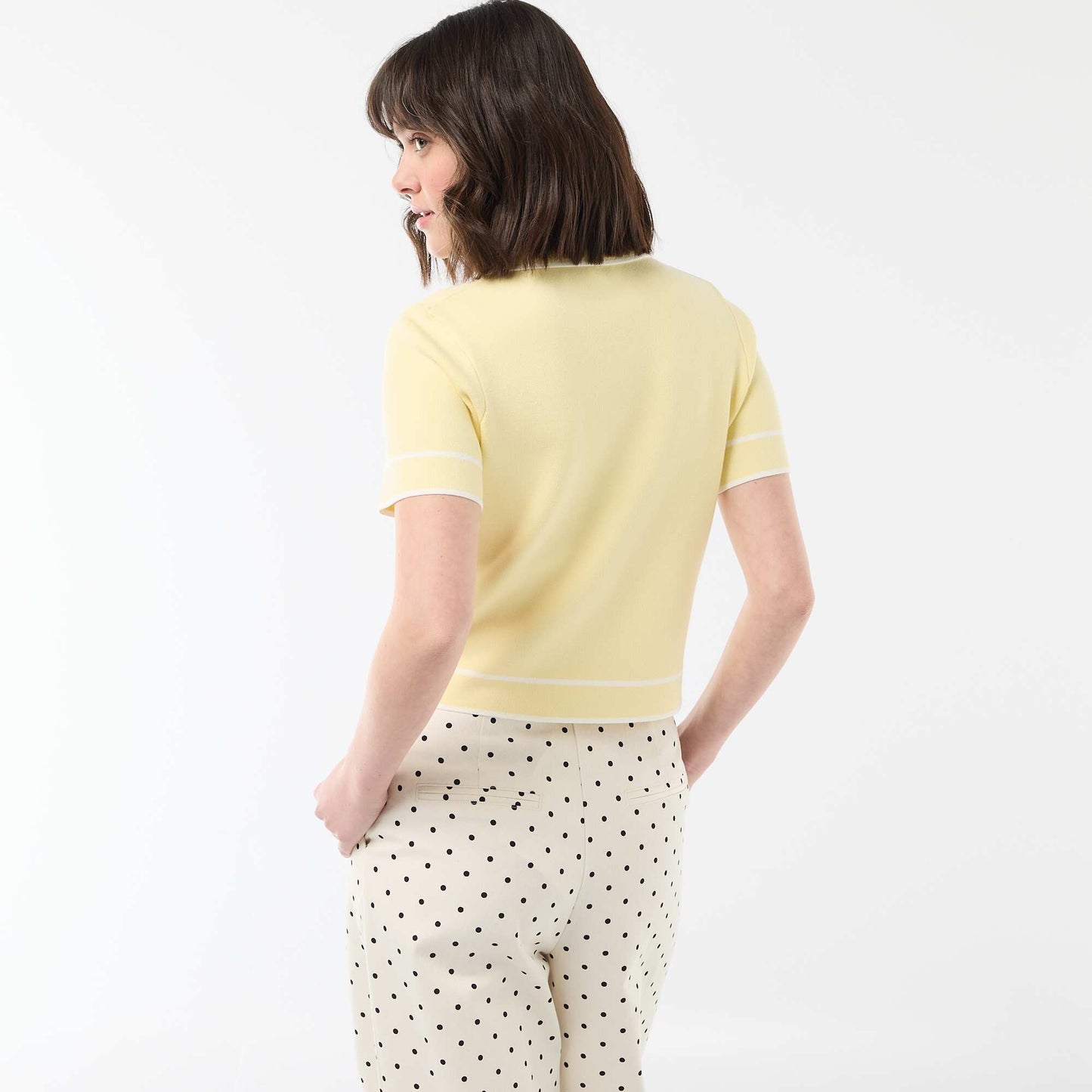 Polo manches courtes en piqué de coton JAUNE